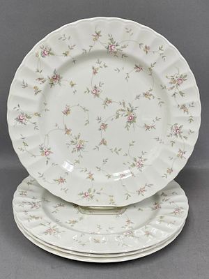 Mikasa French Chintz Porcelain Dinner Plates. A set of four fine porcelain plates produced in 