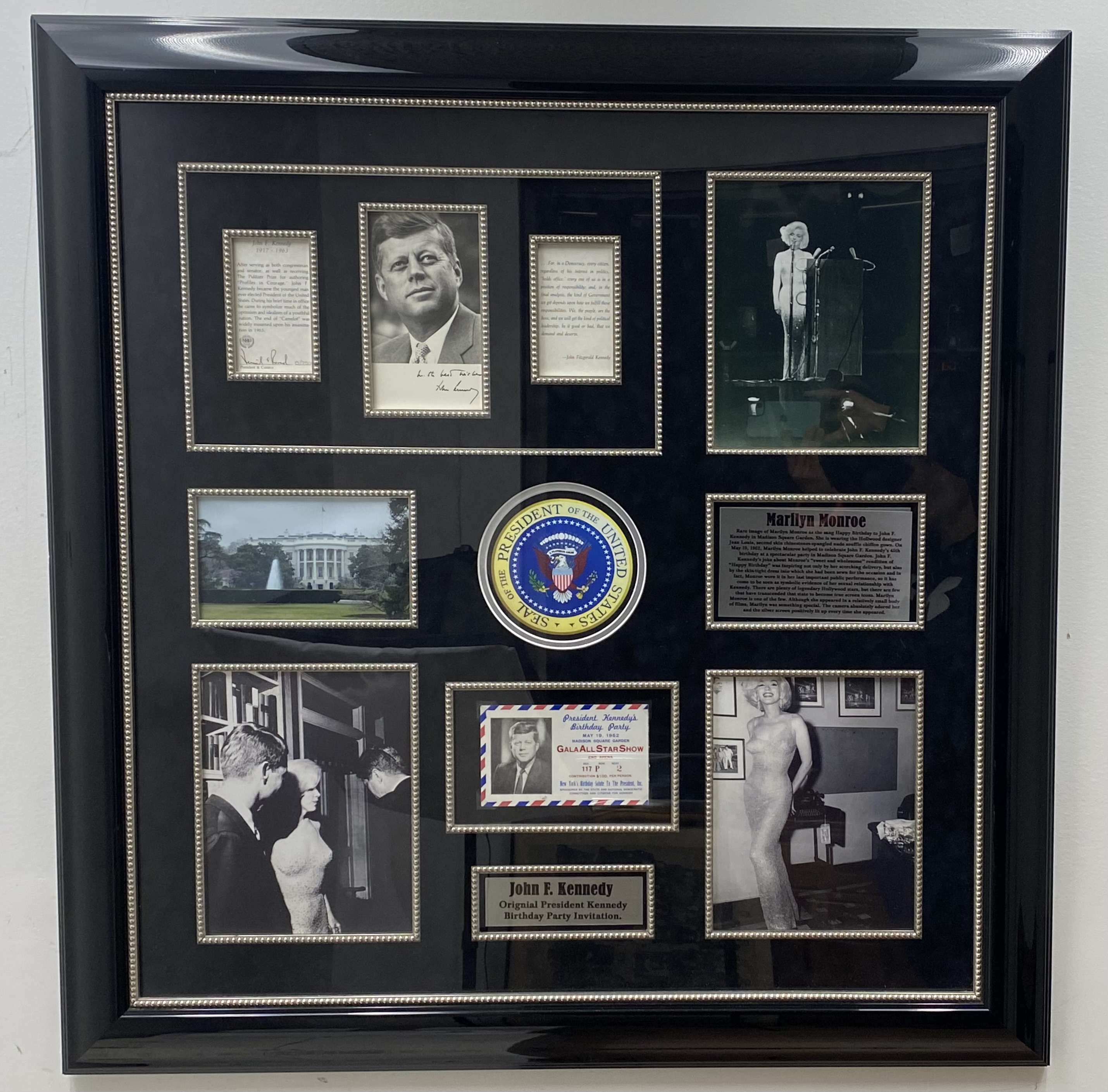 JFK and Marilyn Monroe Framed Memorabilia Collage