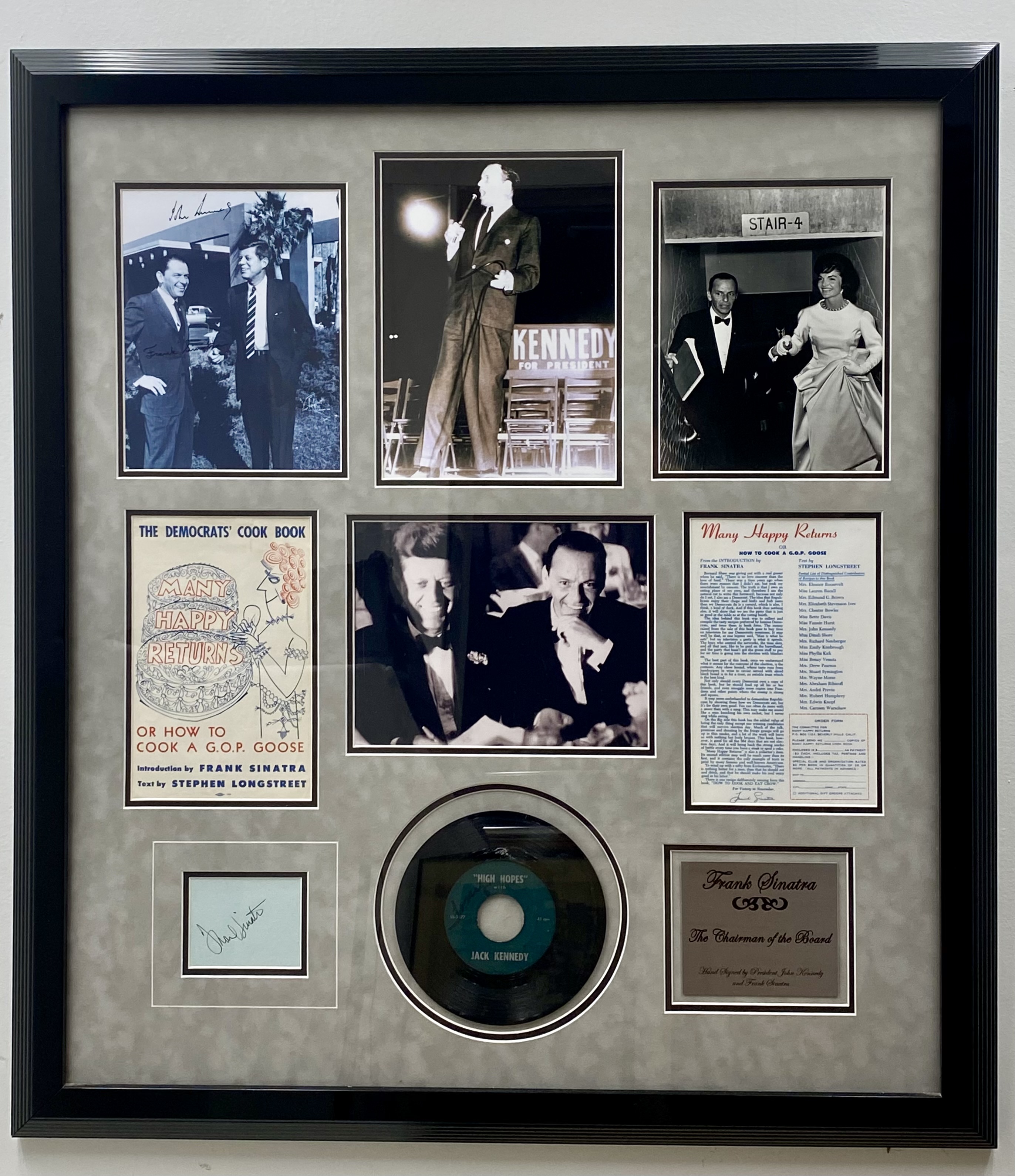 Sinatra and Kennedy Signed Memorabilia Collage