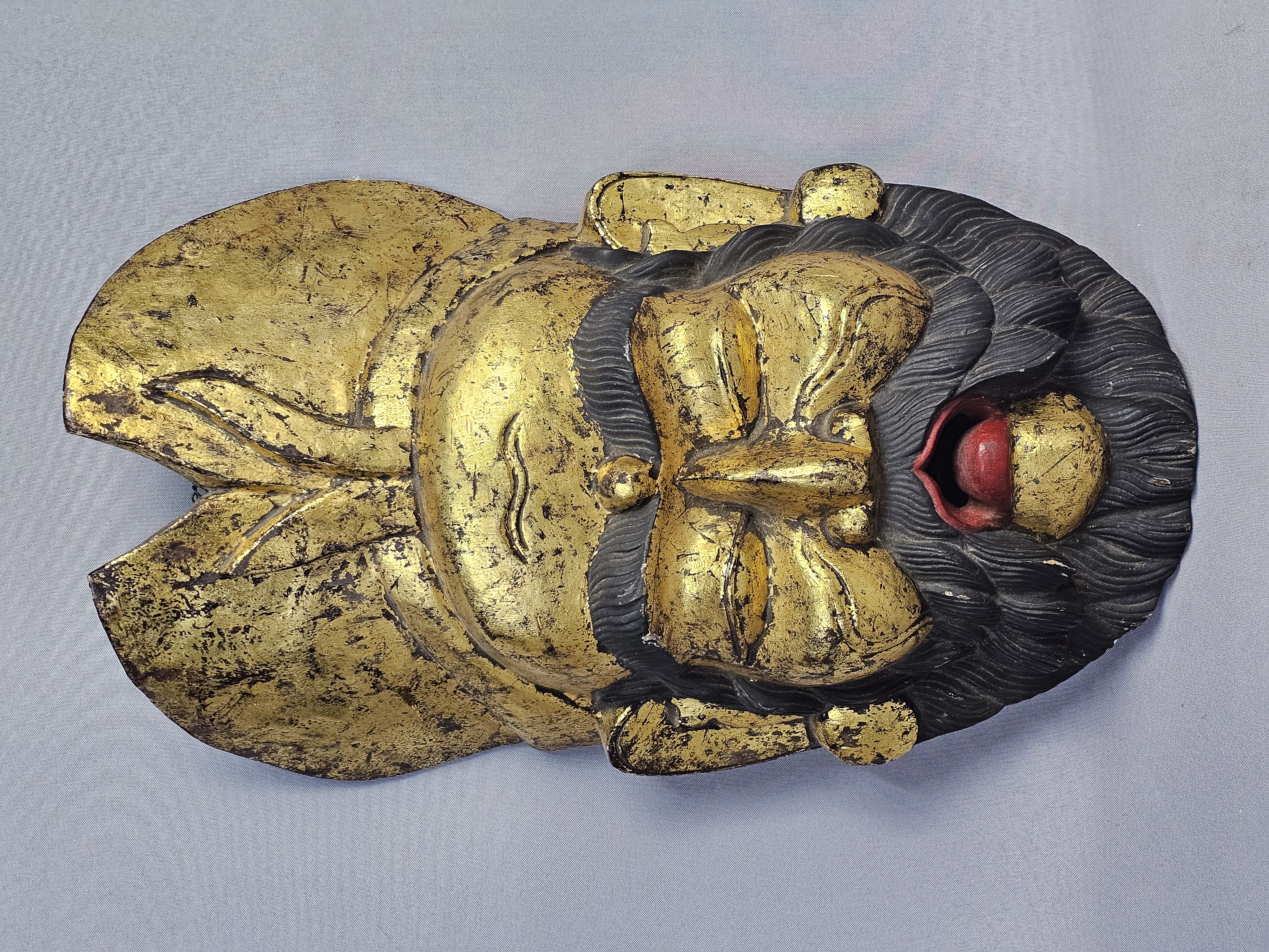 Large Balinese Wood Gold Leaf King Mask