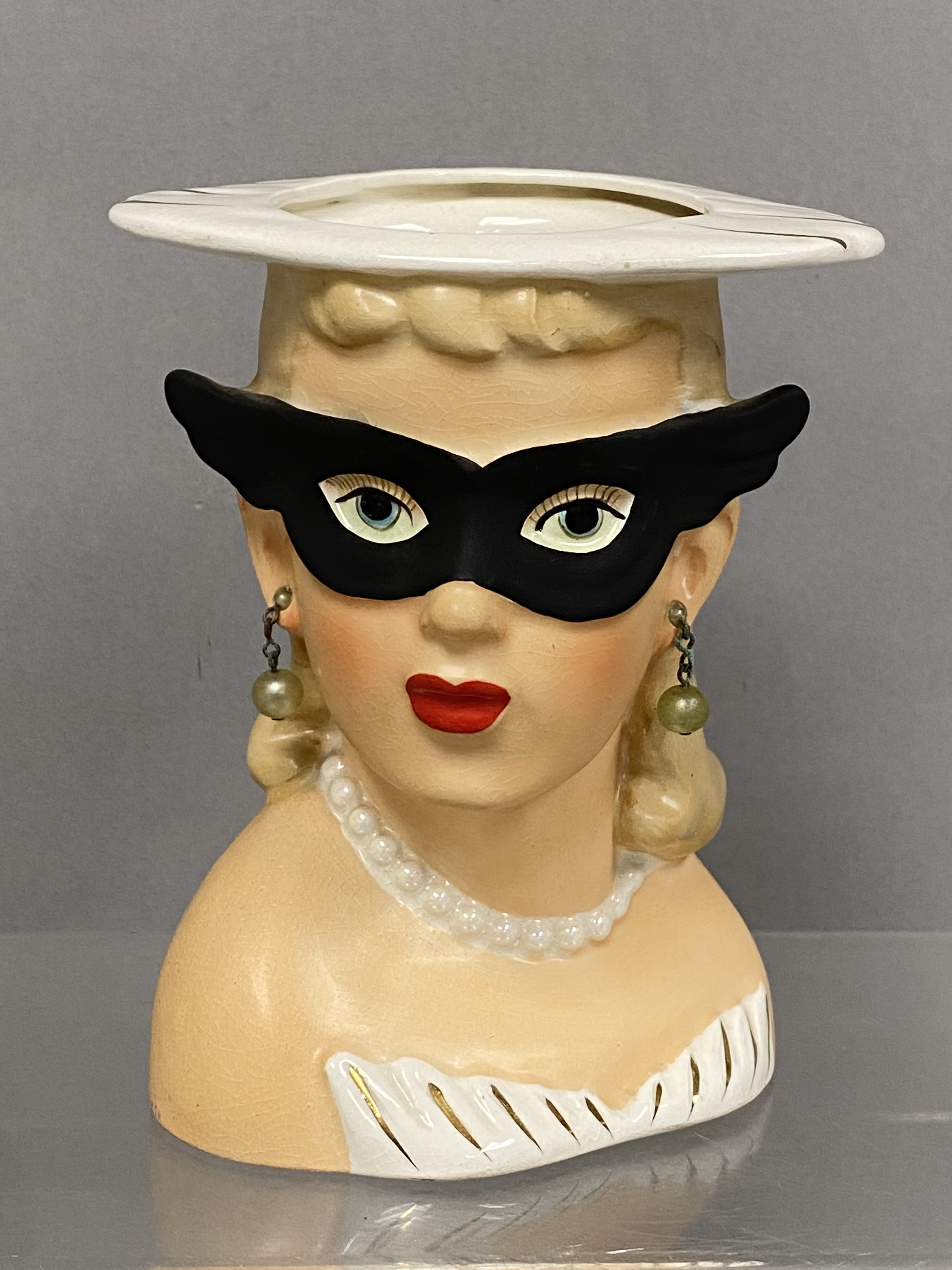 Ceramic Masquerade Lady Head Vase