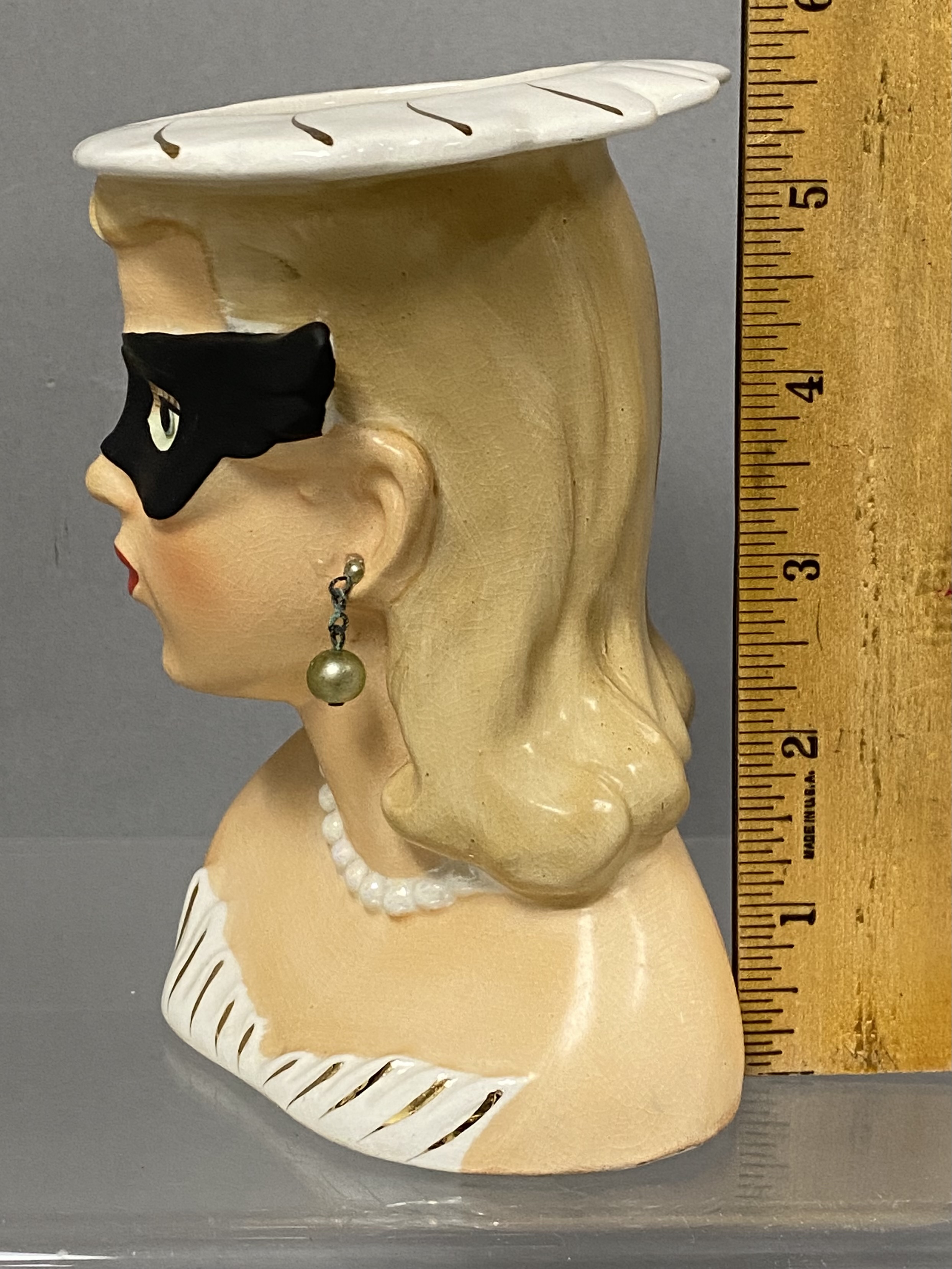 Ceramic Masquerade Lady Head Vase