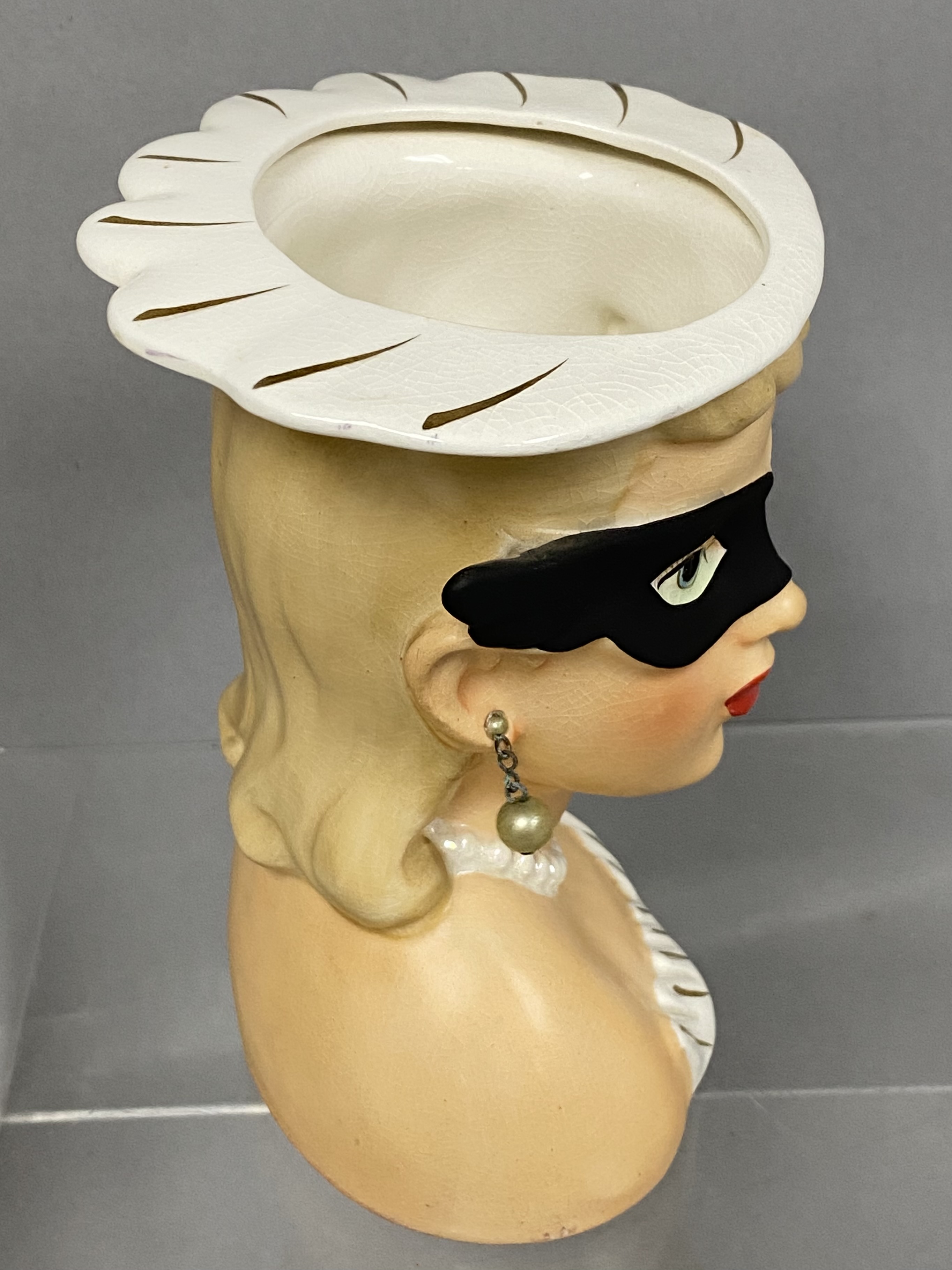 Ceramic Masquerade Lady Head Vase