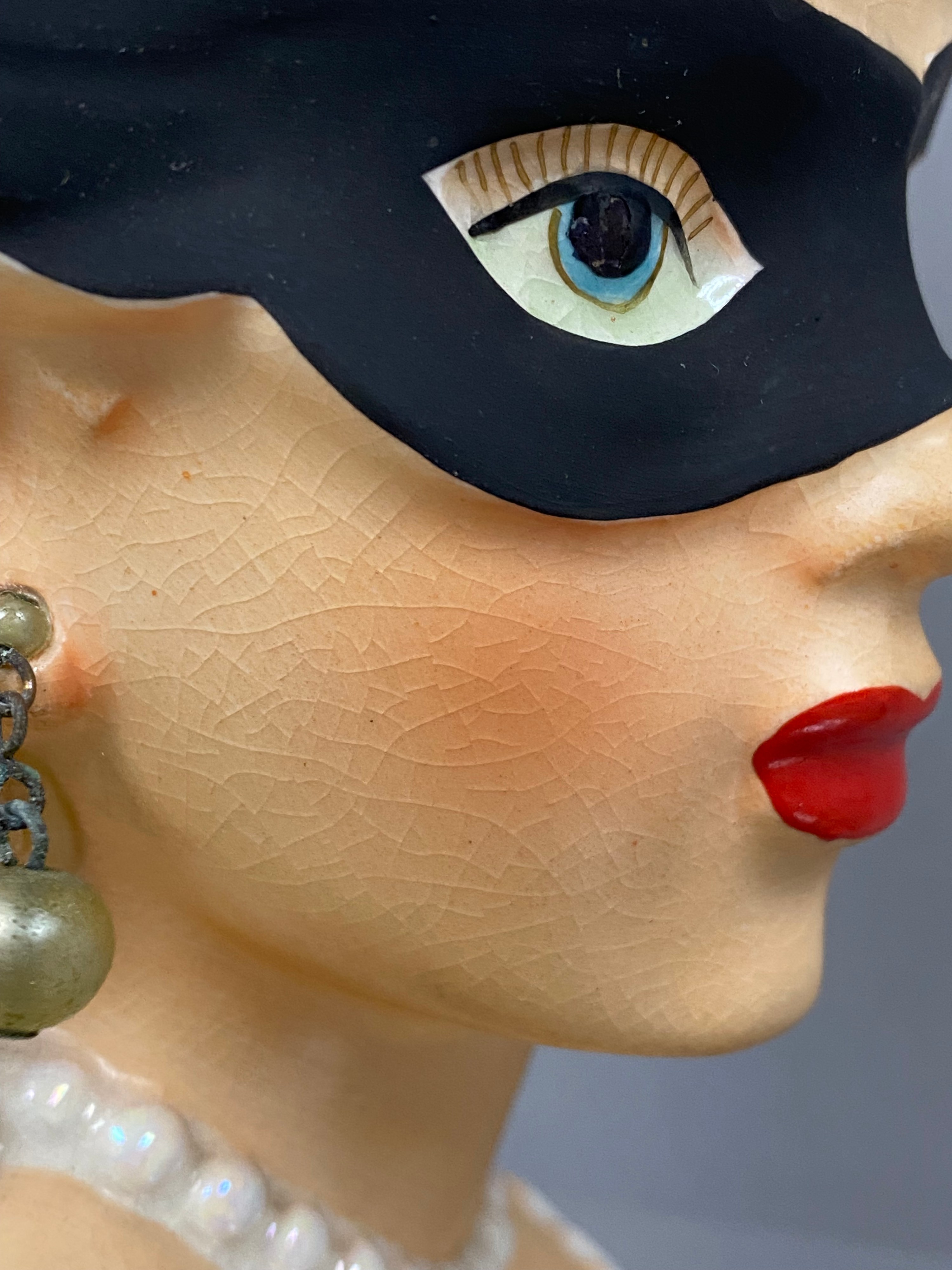 Ceramic Masquerade Lady Head Vase