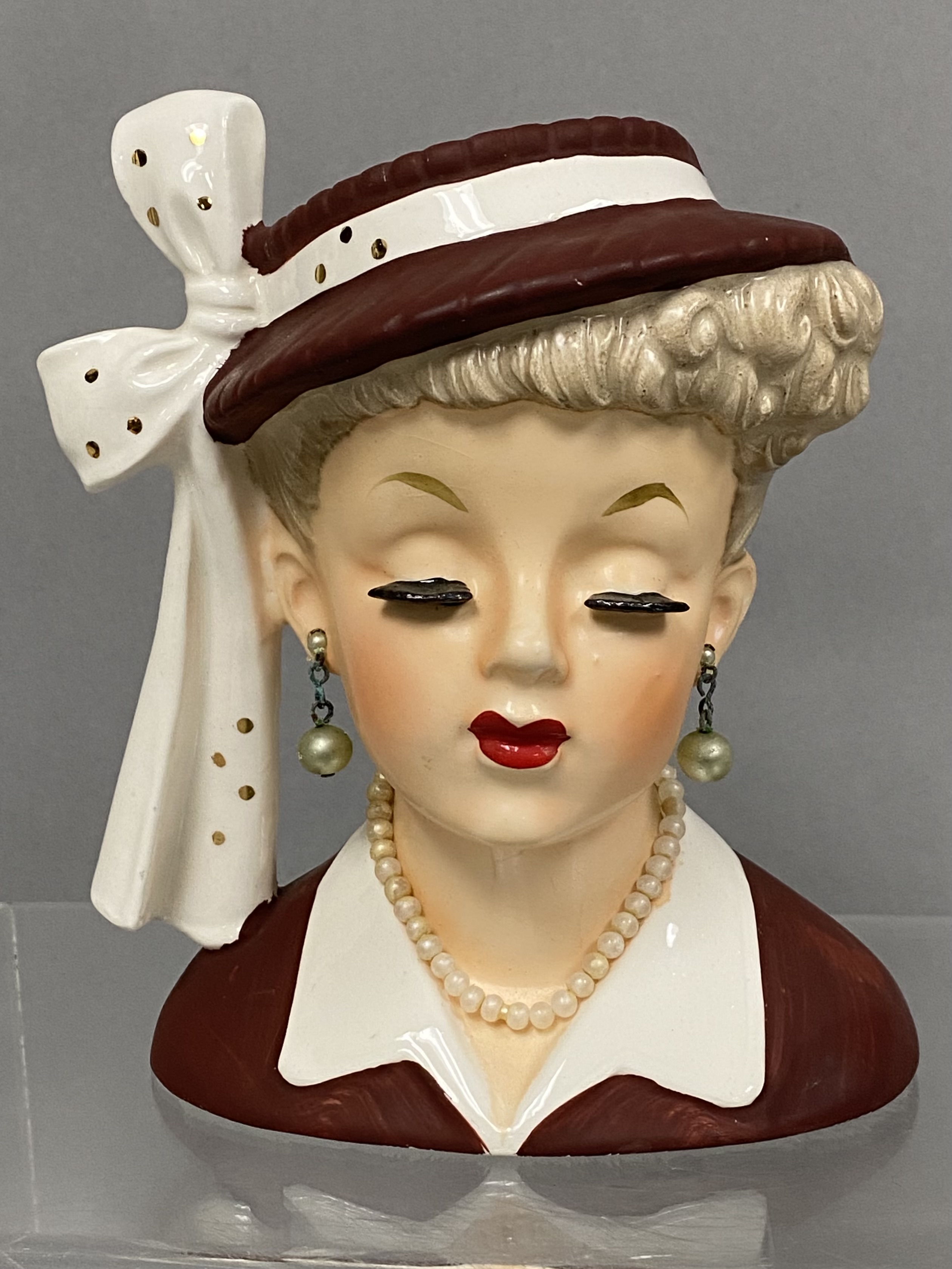Napco Ceramic Lady Head Vase 1956