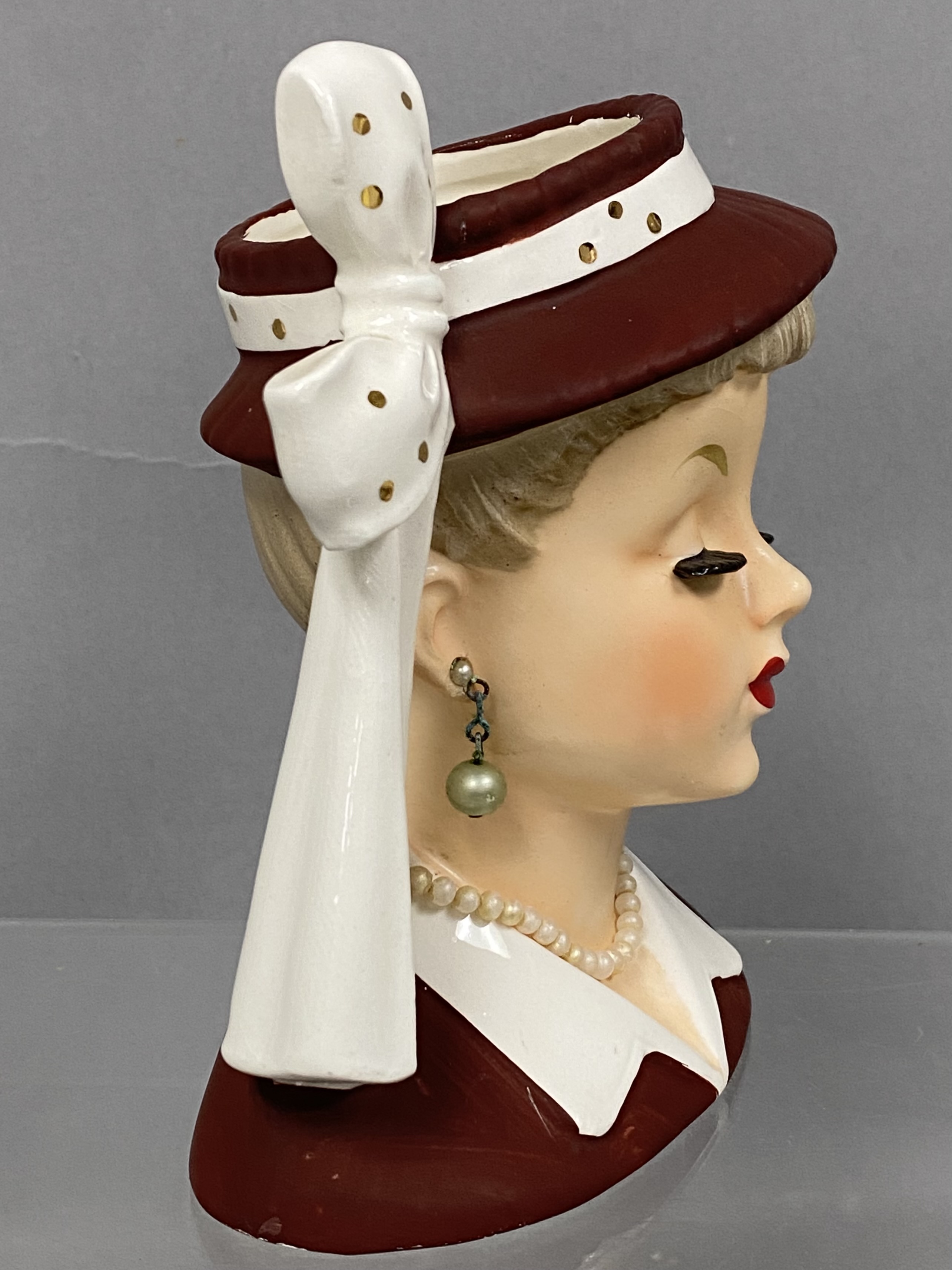 Napco Ceramic Lady Head Vase 1956