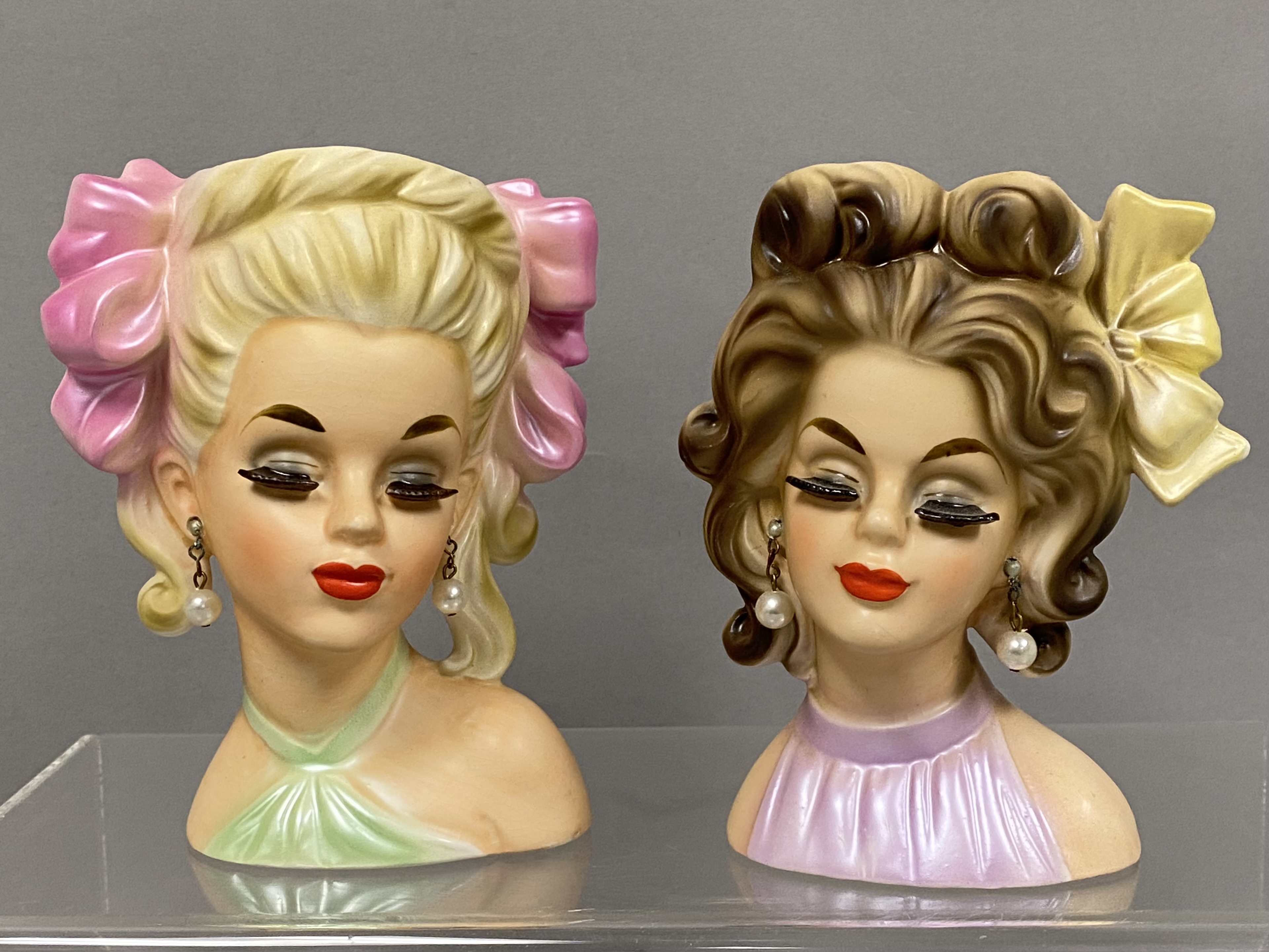 Enesco Ceramic Pearly Girl Lady Head Vases