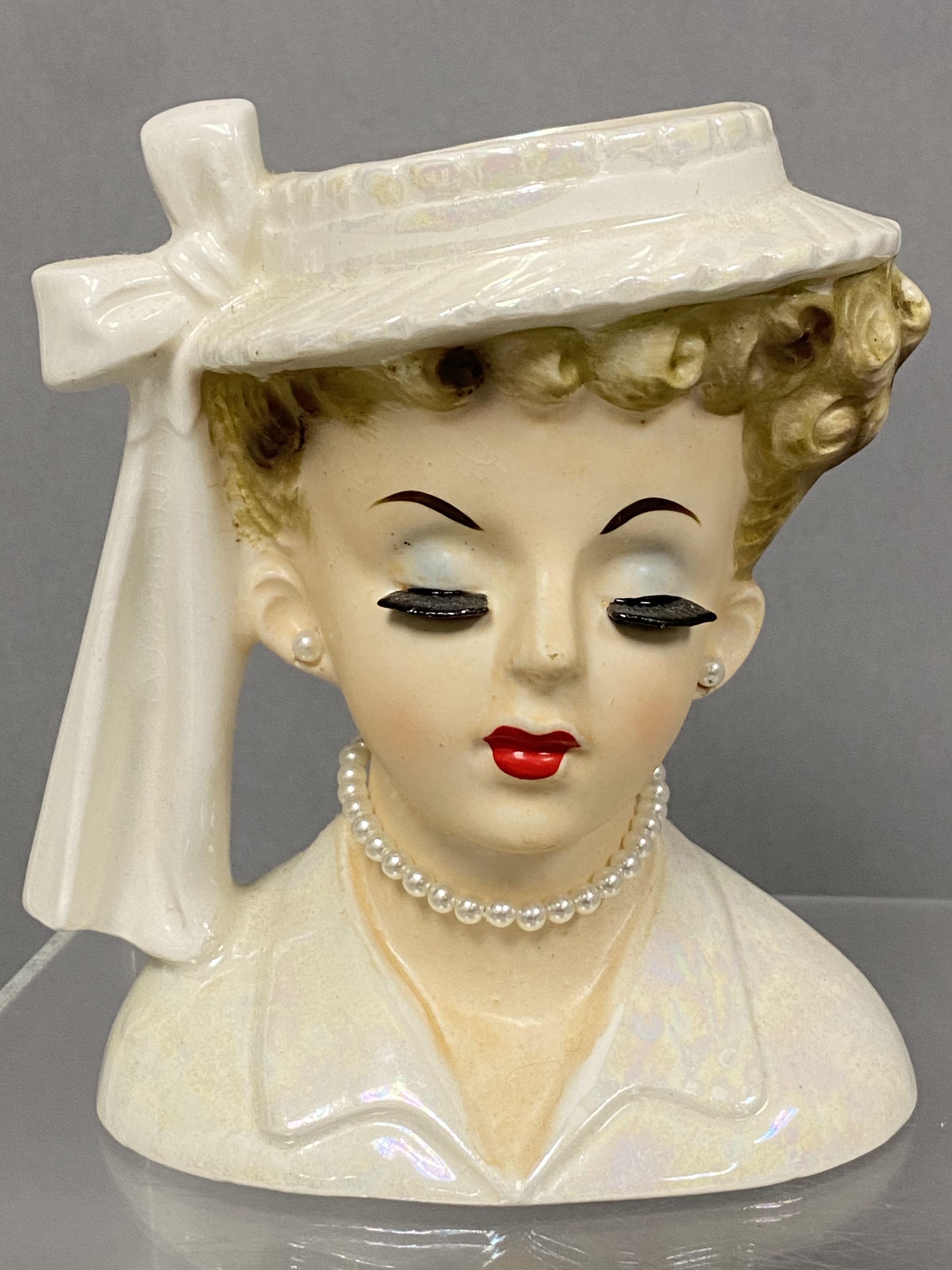 Two Japan Ceramic Lady Head Vases