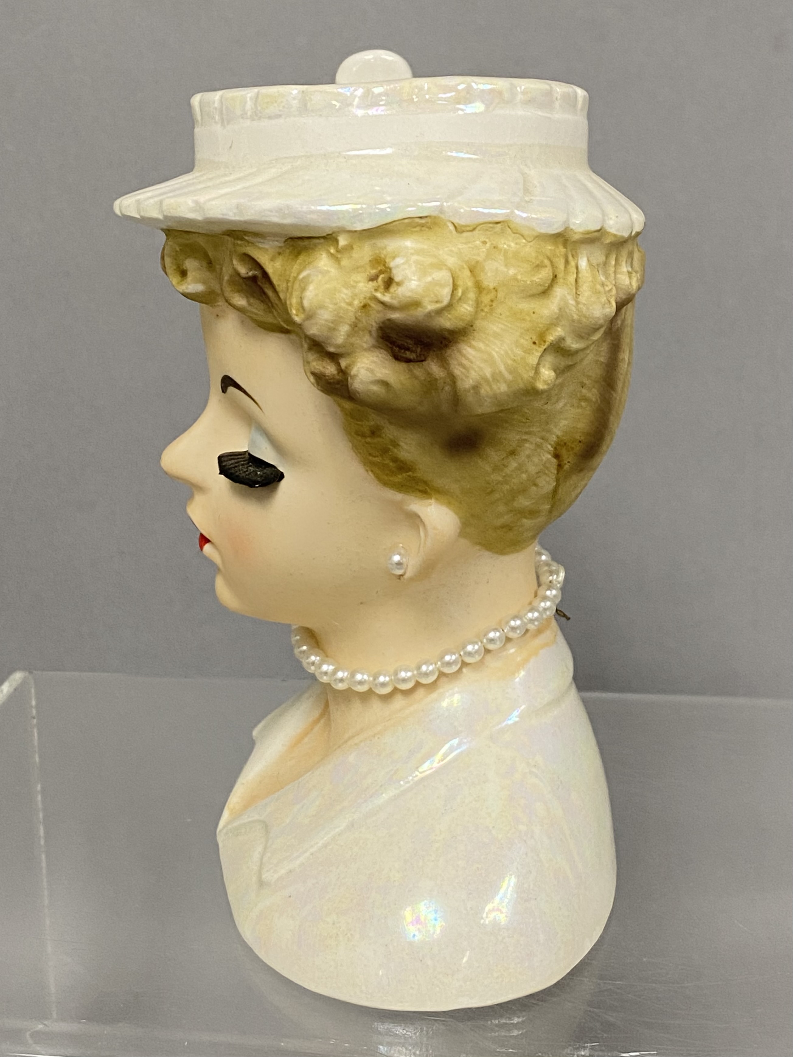 Two Japan Ceramic Lady Head Vases