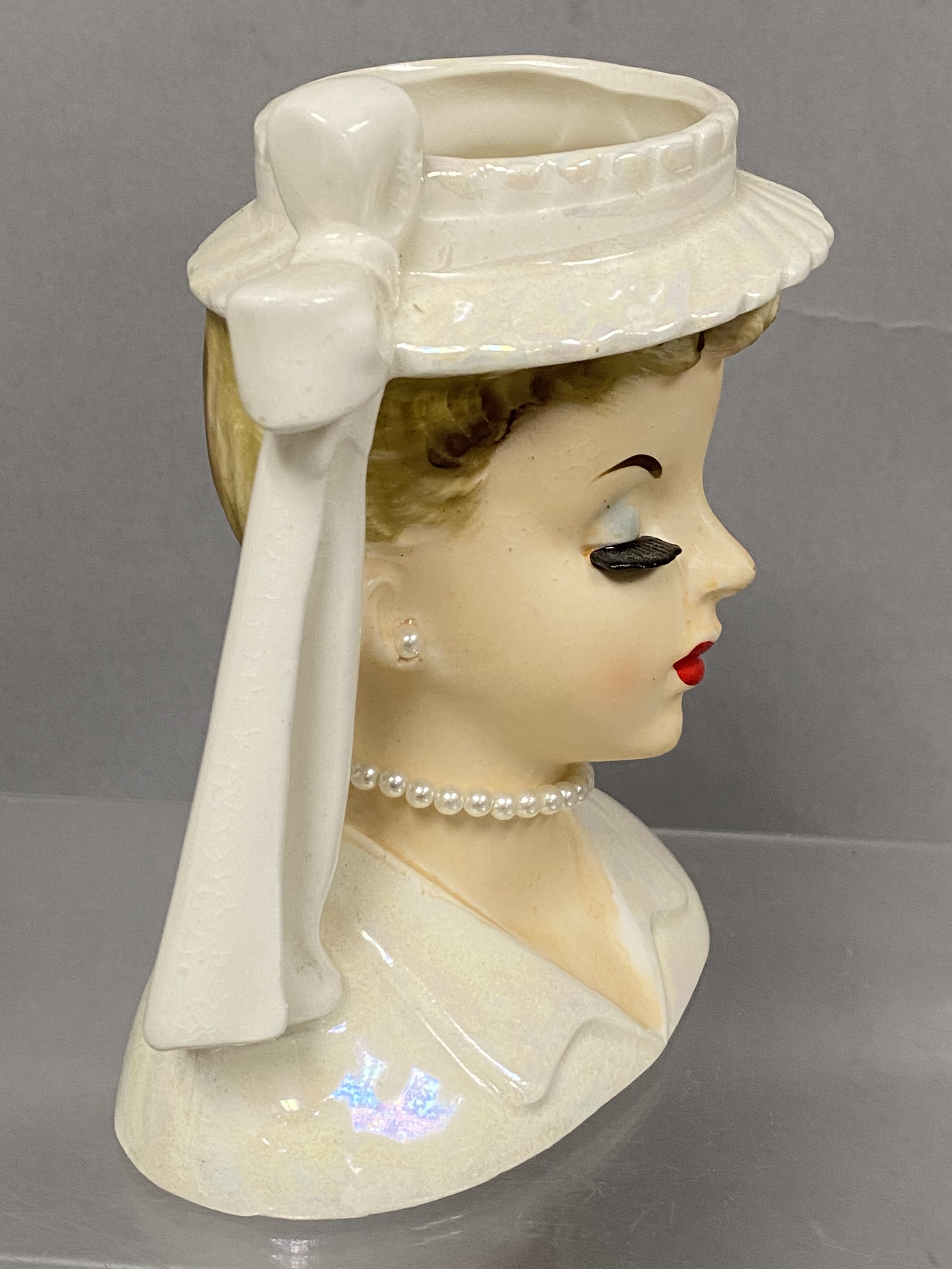 Two Japan Ceramic Lady Head Vases