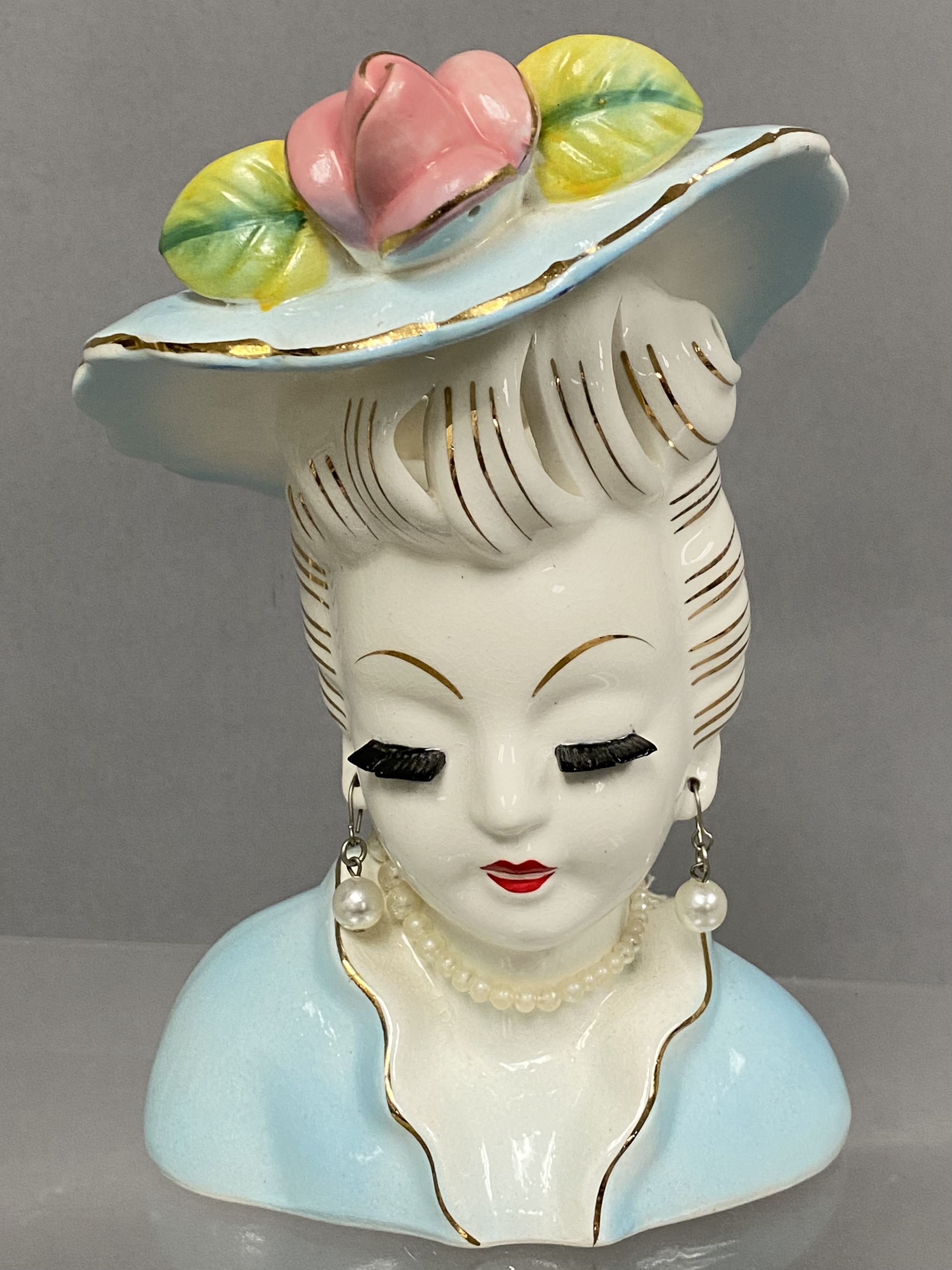 HF Co Japan Hand Painted Porcelain Lady Head Vase