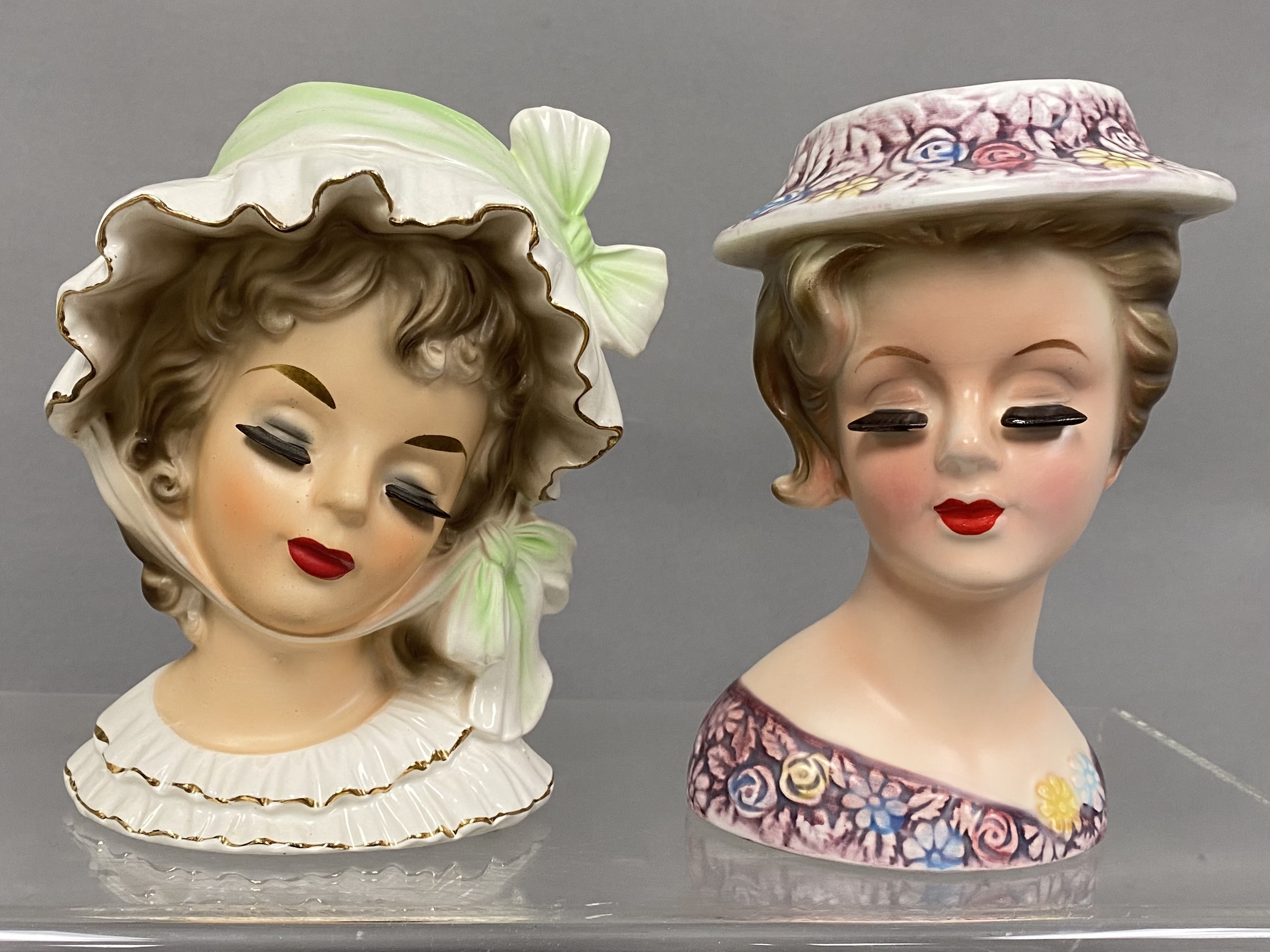 Lefton Ceramic Lady Head Vases