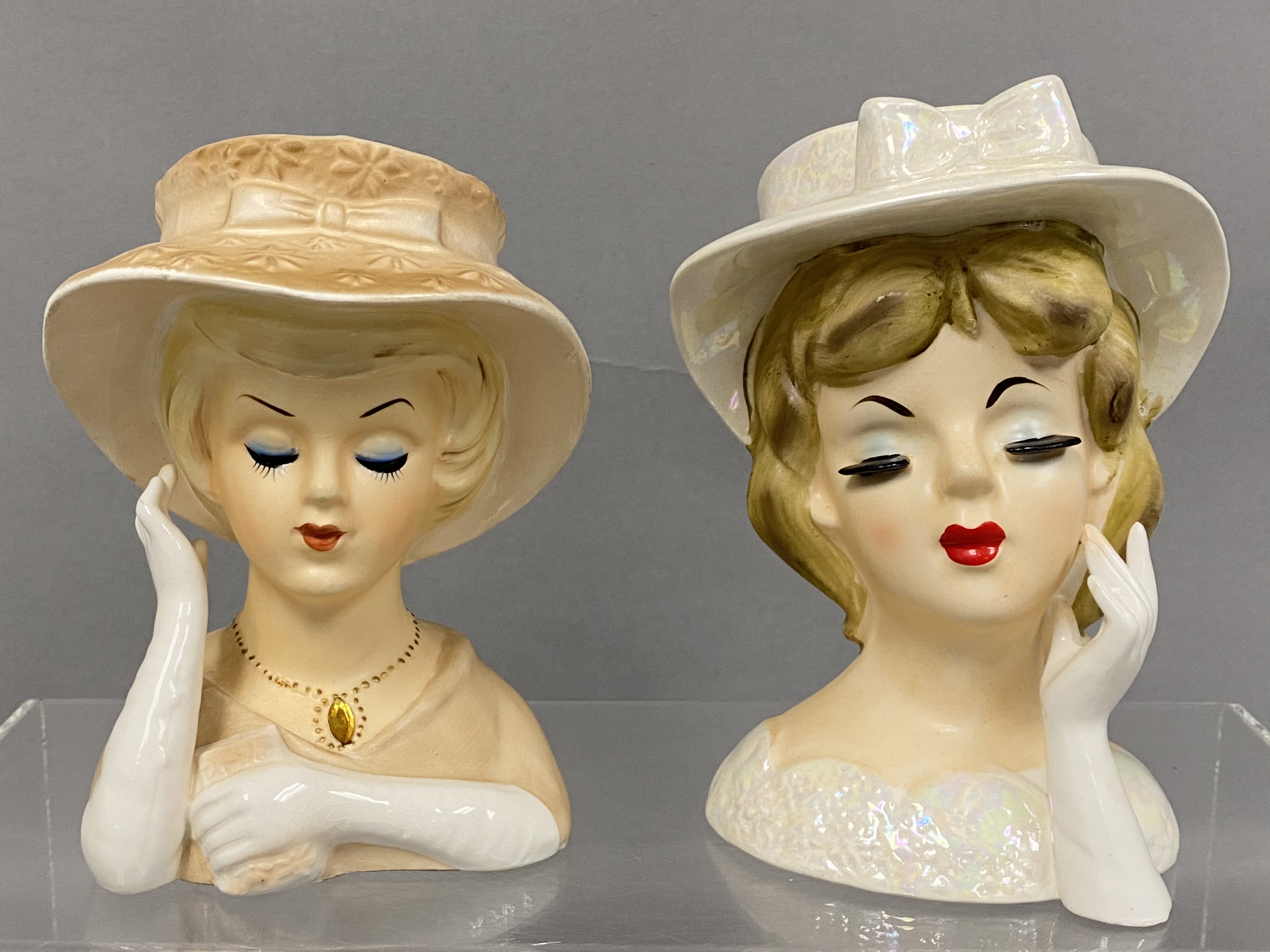 Lefton Ceramic Lady Head Vases