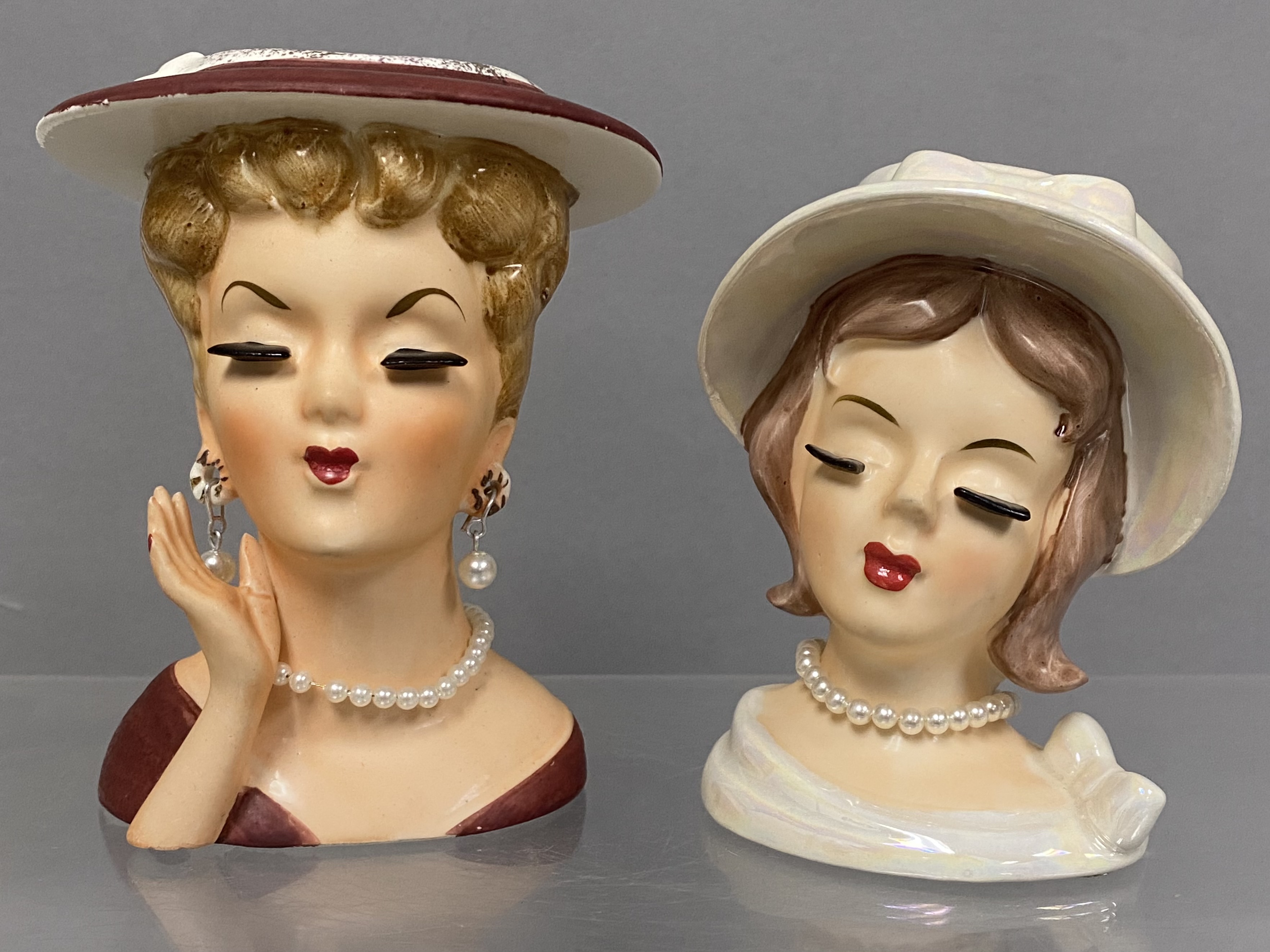 Artmark & Lefton Ceramic Lady Head Vases