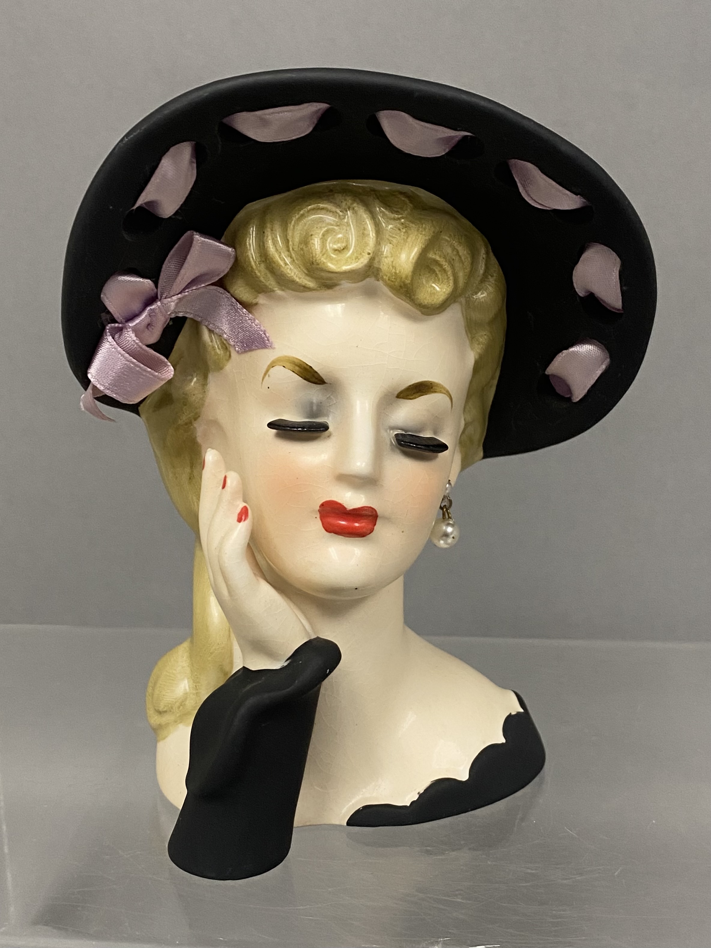 2 Napco Ware Ceramic Lady Head Vases