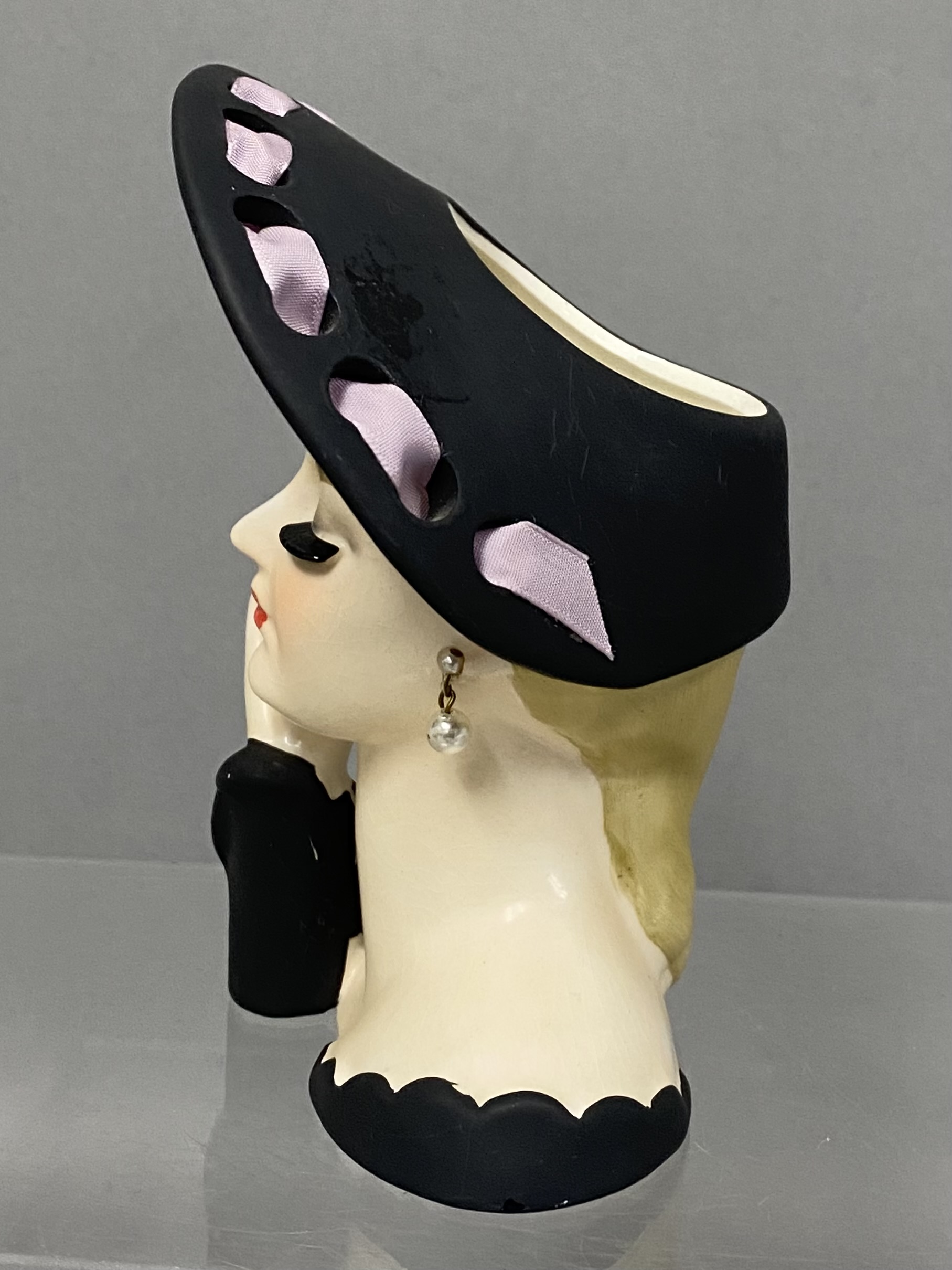 2 Napco Ware Ceramic Lady Head Vases