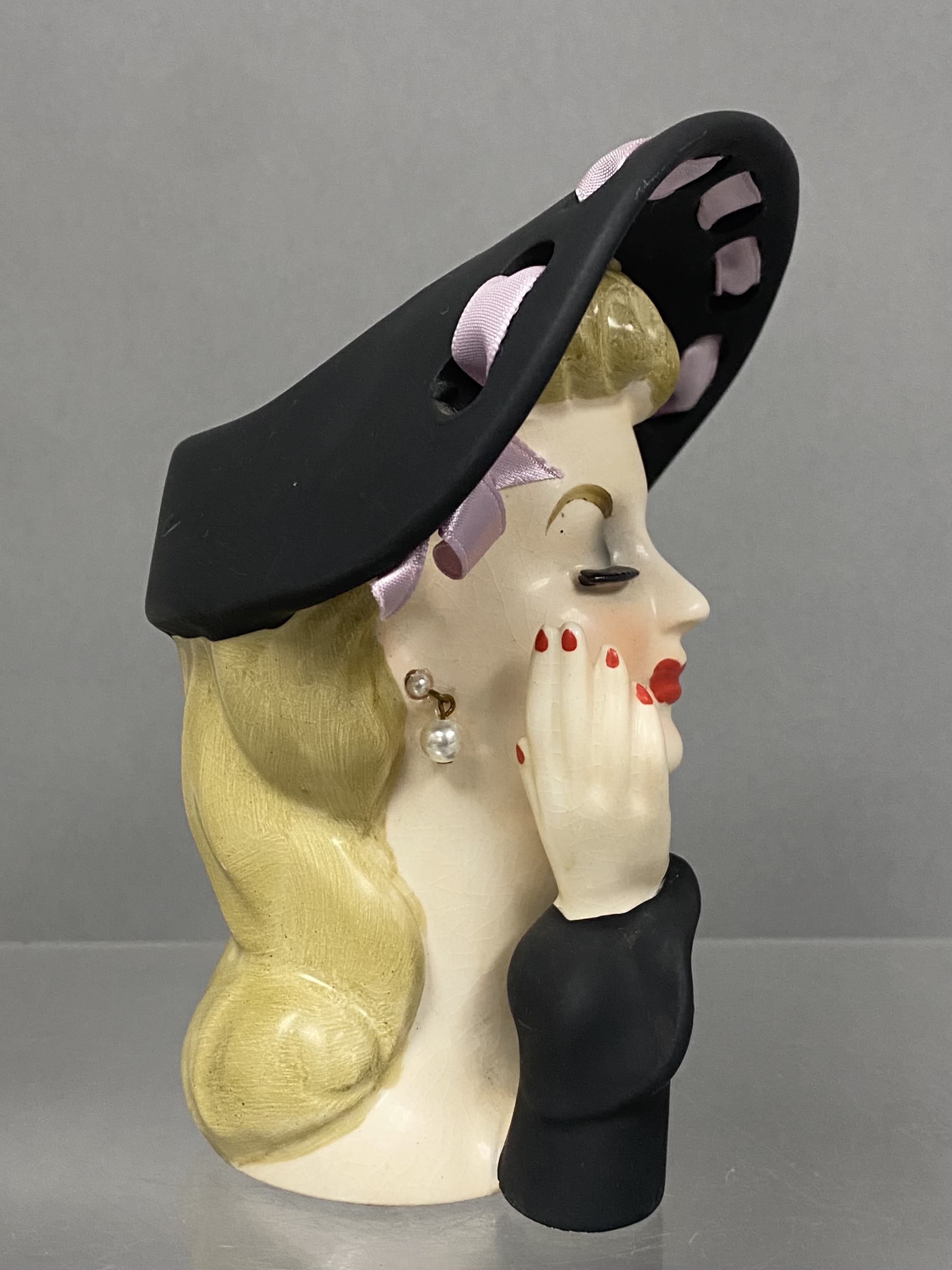 2 Napco Ware Ceramic Lady Head Vases