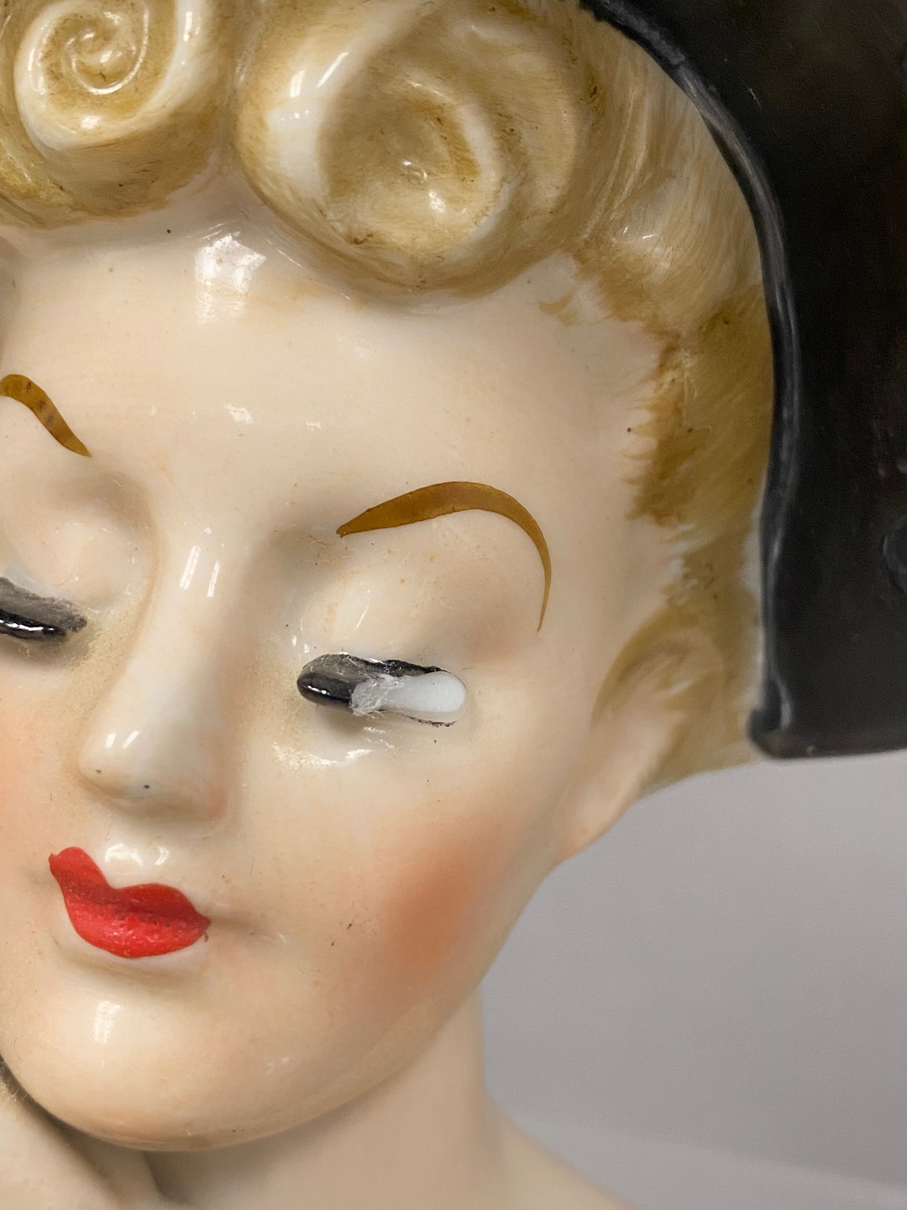 Two Porcelain Lady Head Vases