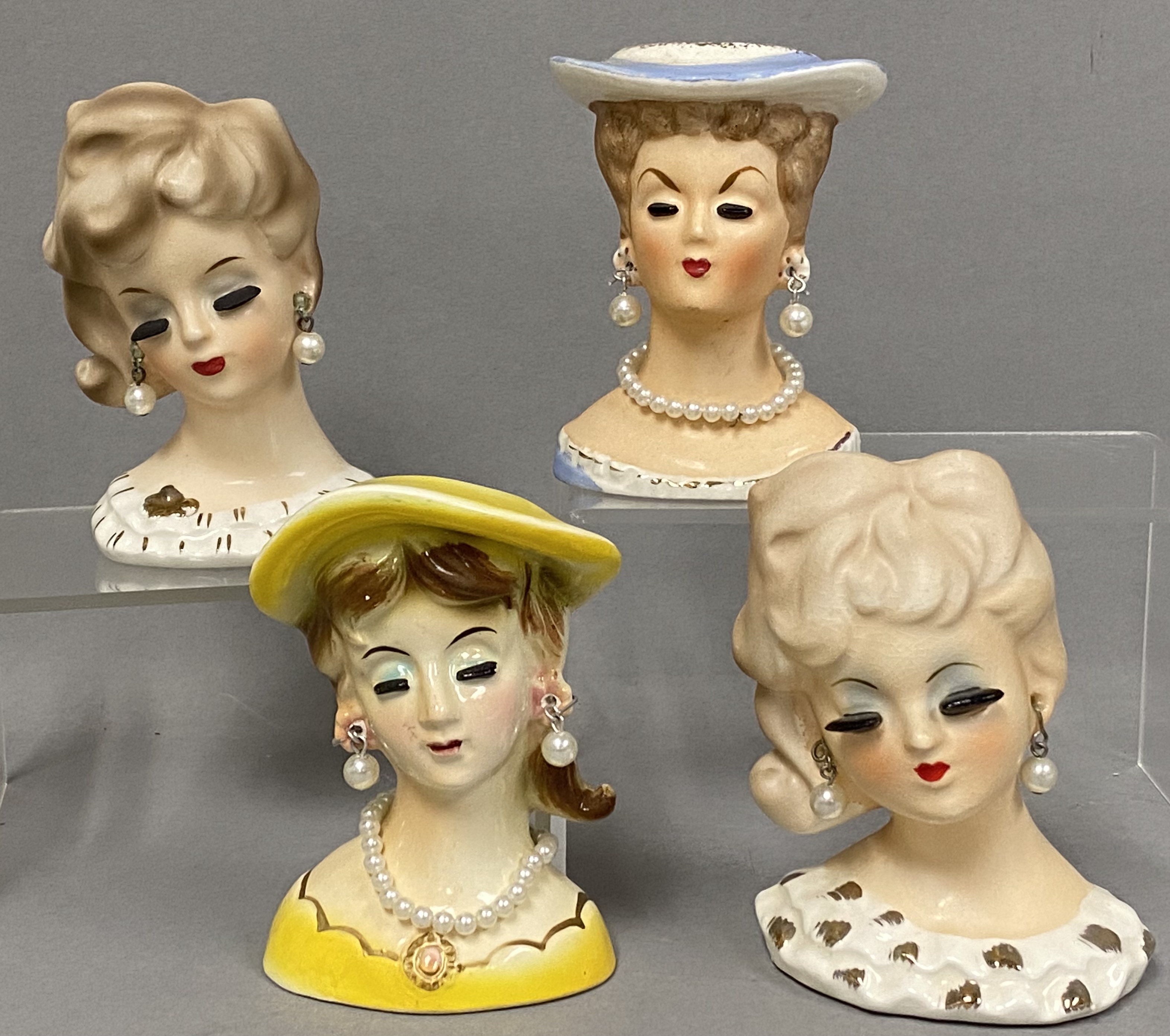 Napco Japan Ceramic Lady Head Vases