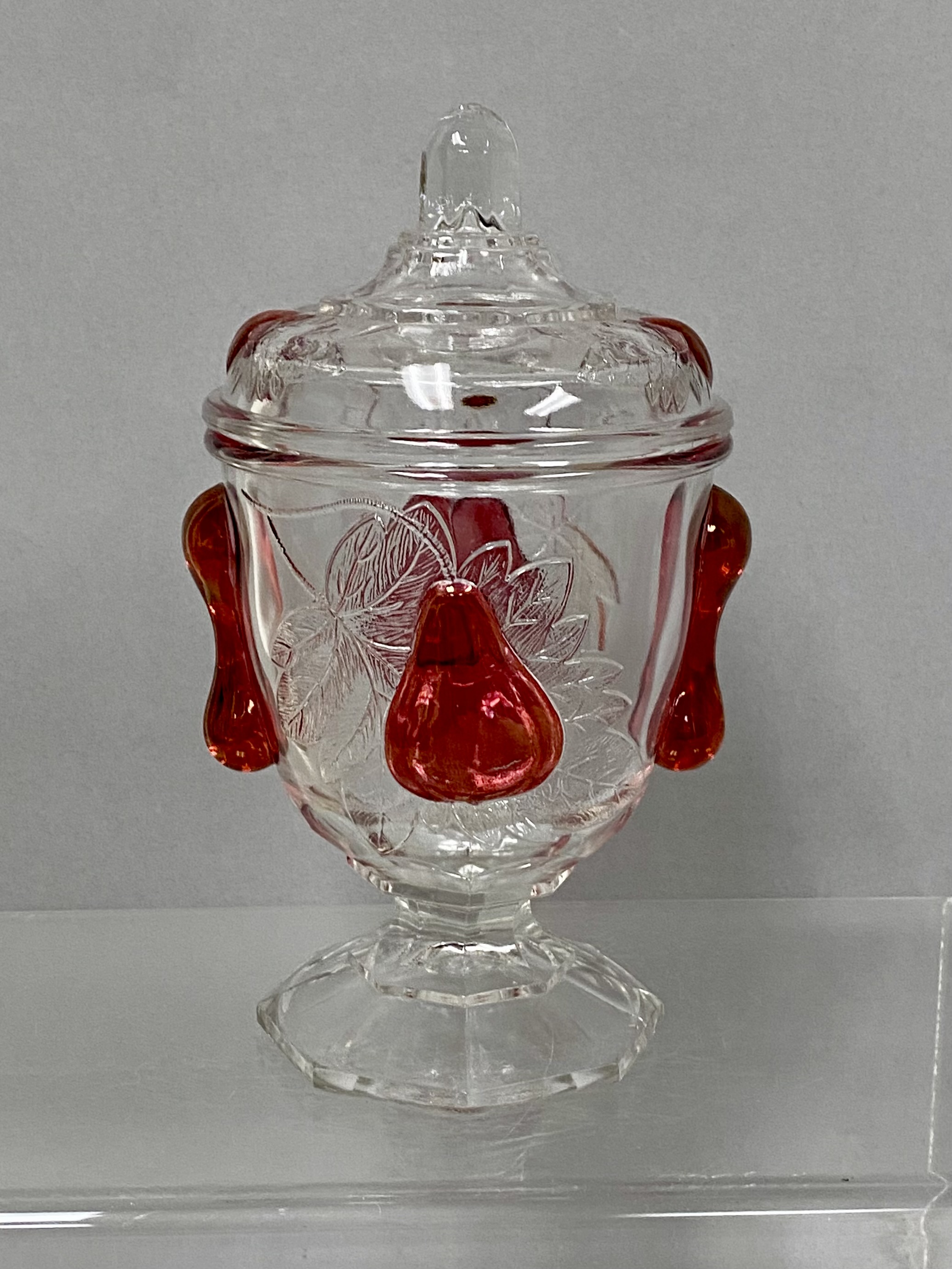 Baltimore Pear Ruby Stained Candy Jar