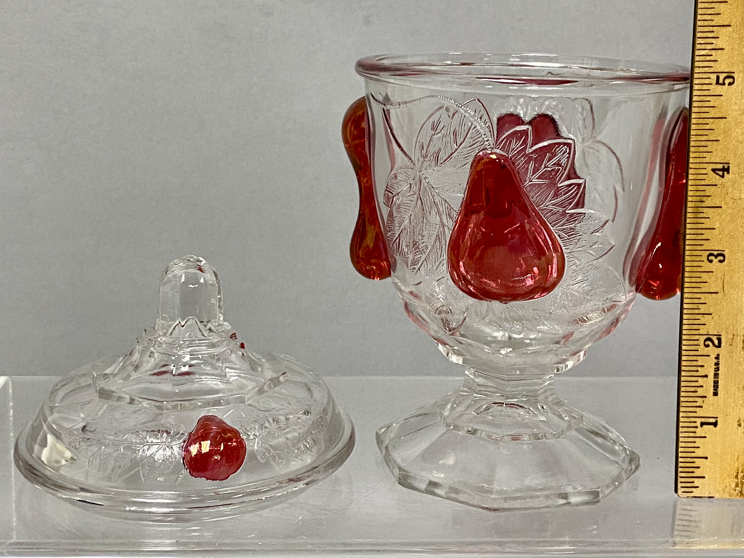 Baltimore Pear Ruby Stained Candy Jar