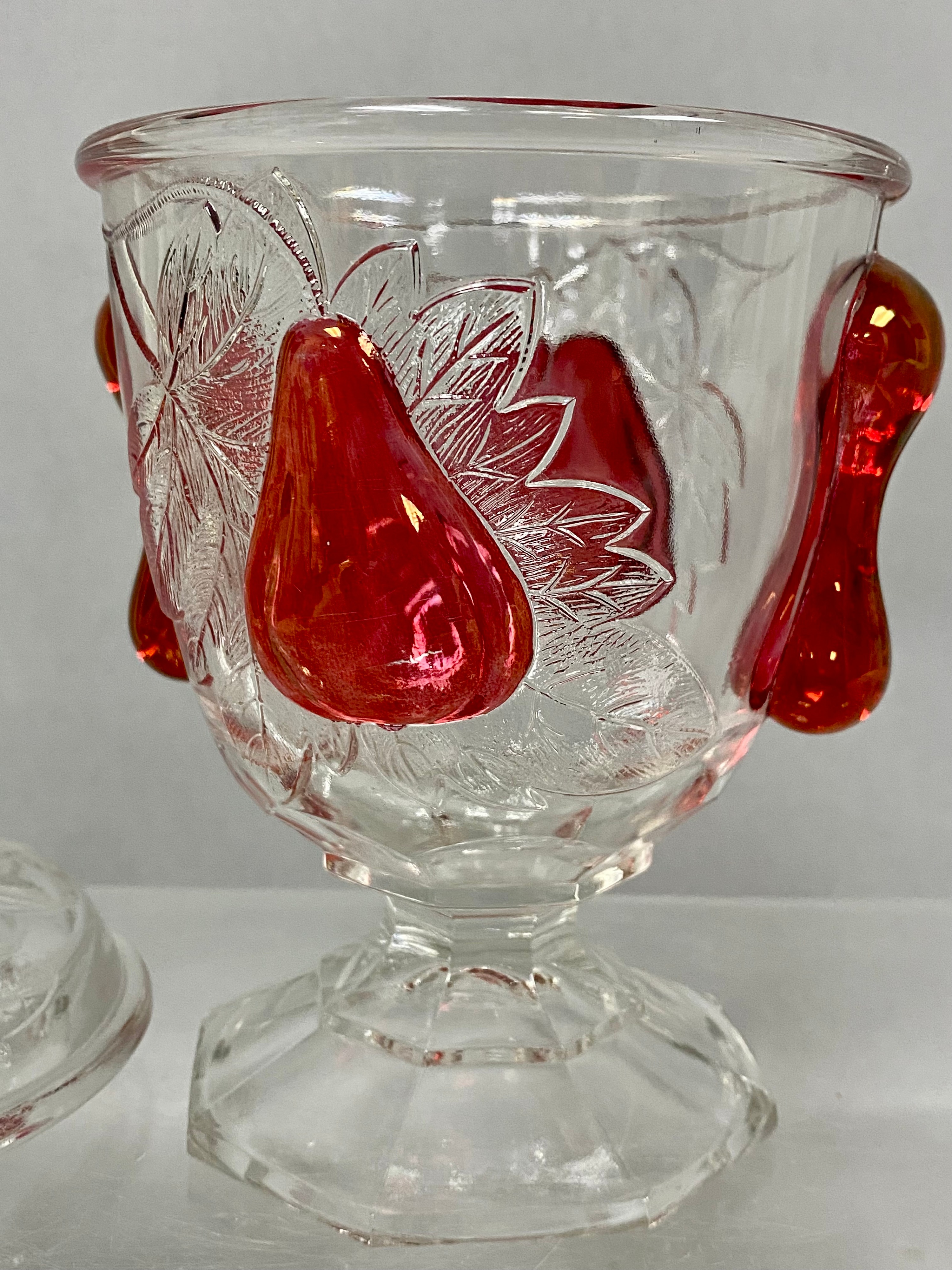 Baltimore Pear Ruby Stained Candy Jar