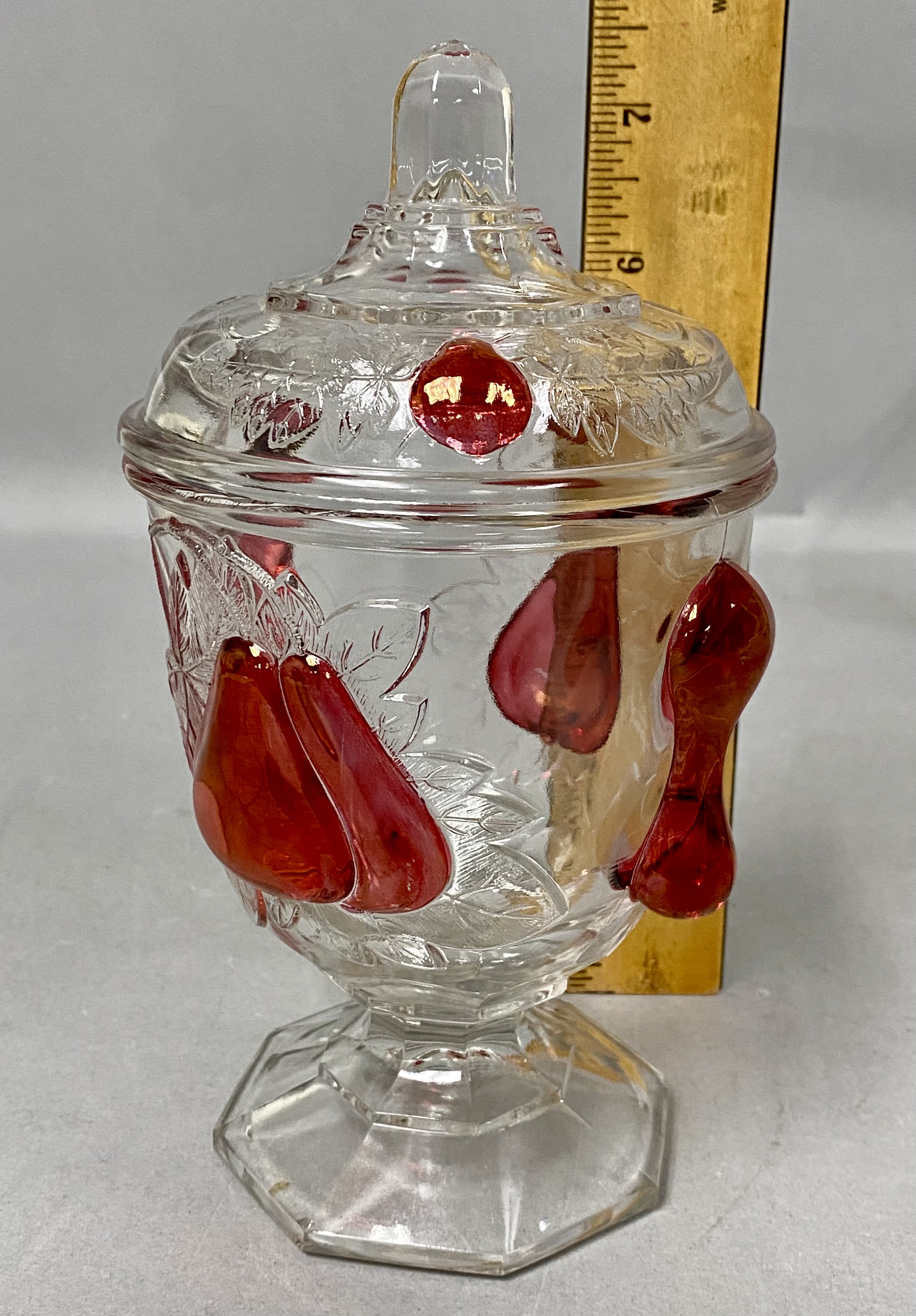 Baltimore Pear Ruby Stained Candy Jar