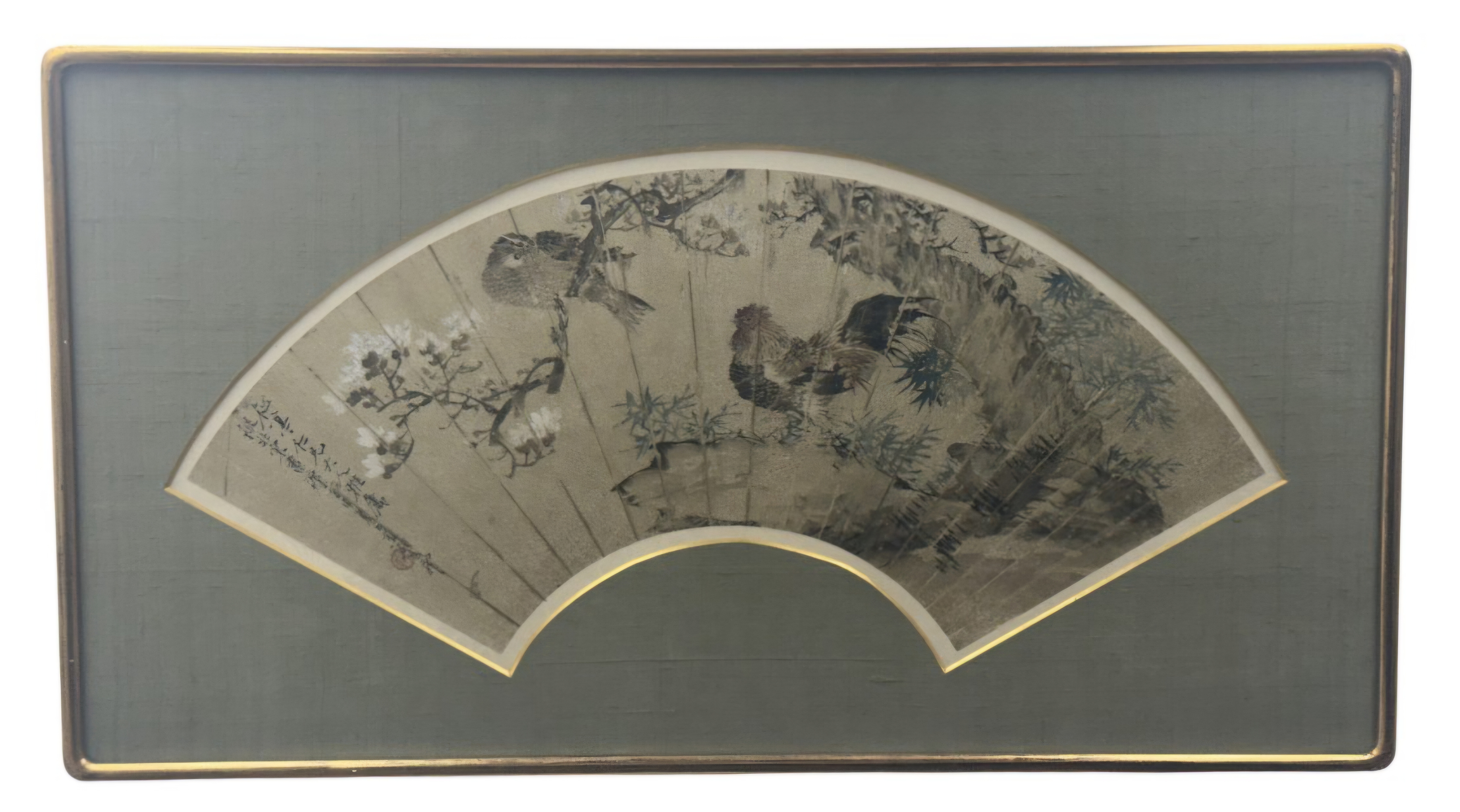 Chinese Painted Paper Fan Leaf
