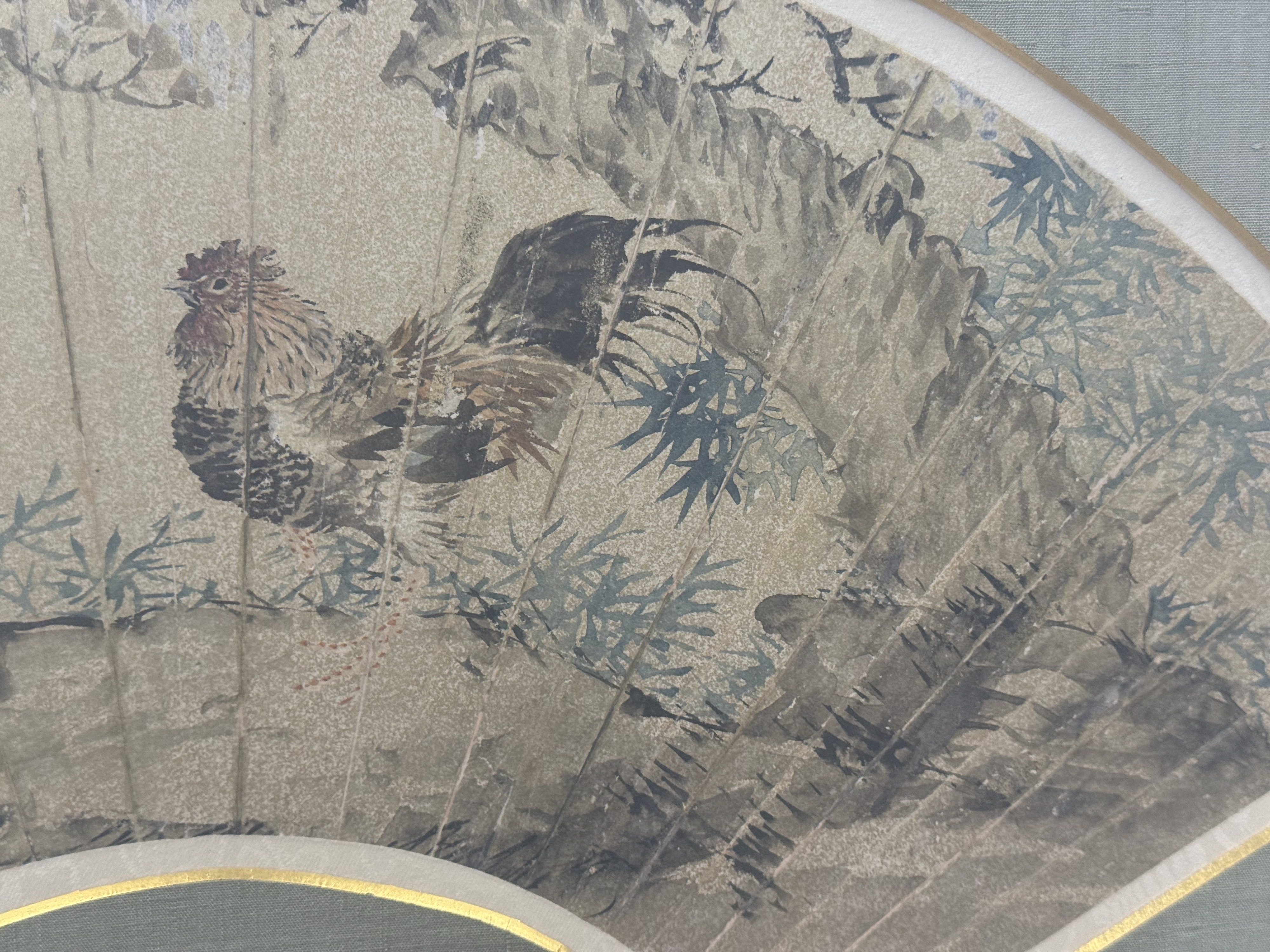 Chinese Painted Paper Fan Leaf