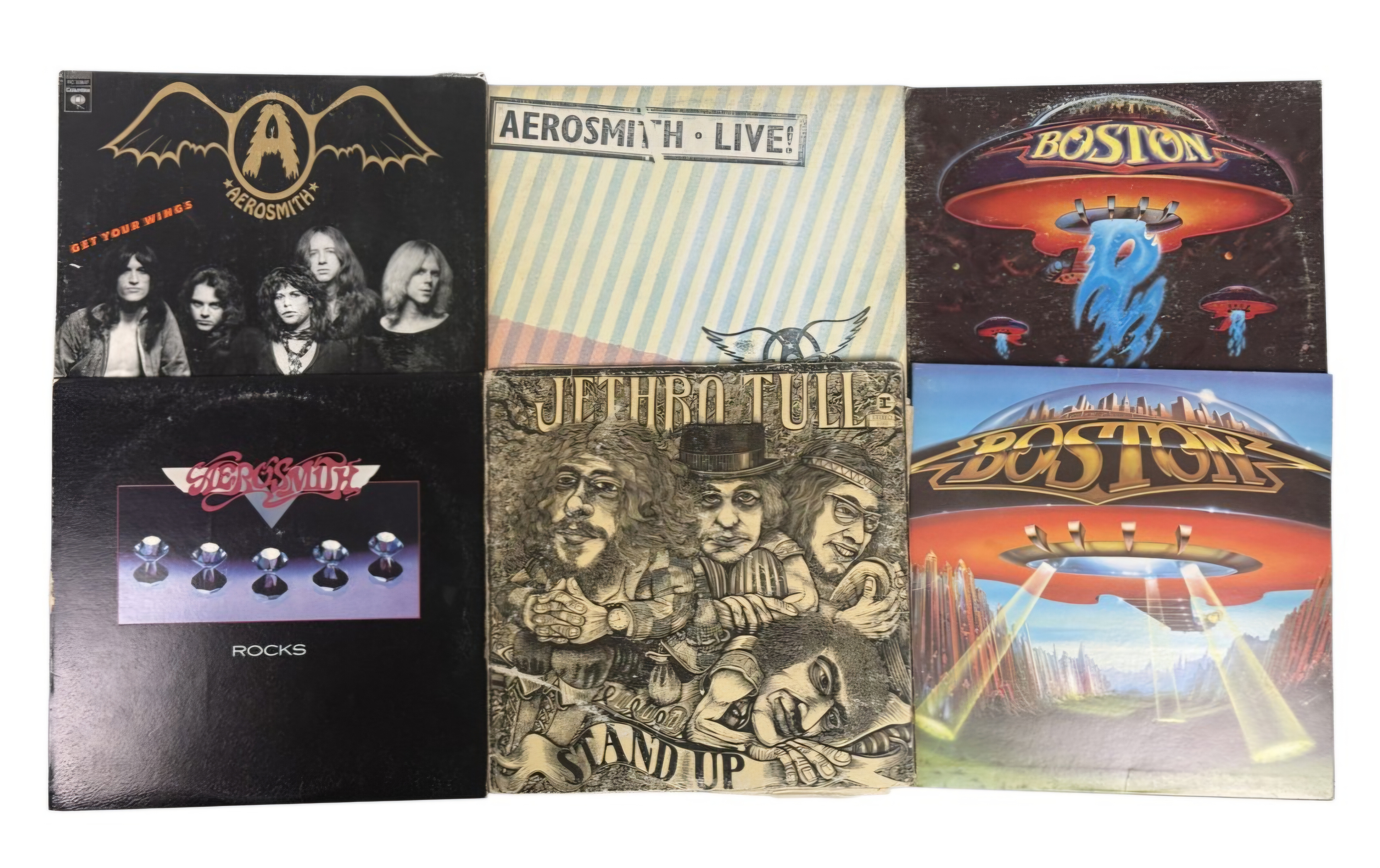 Assortment of Vintage Aerosmith Boston & Jethro Tull Vinyl LPs