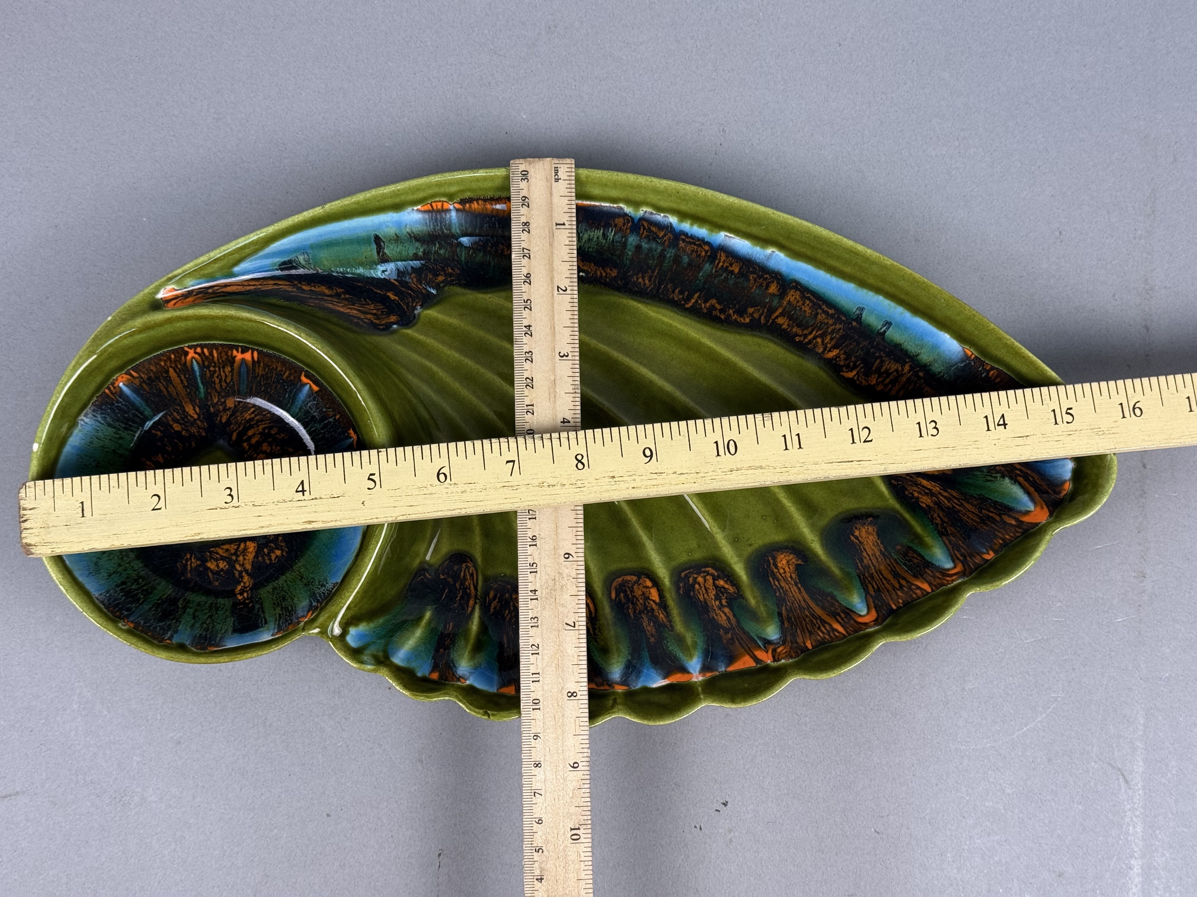Mid Century Ceramic Wing Chip & Dip Server