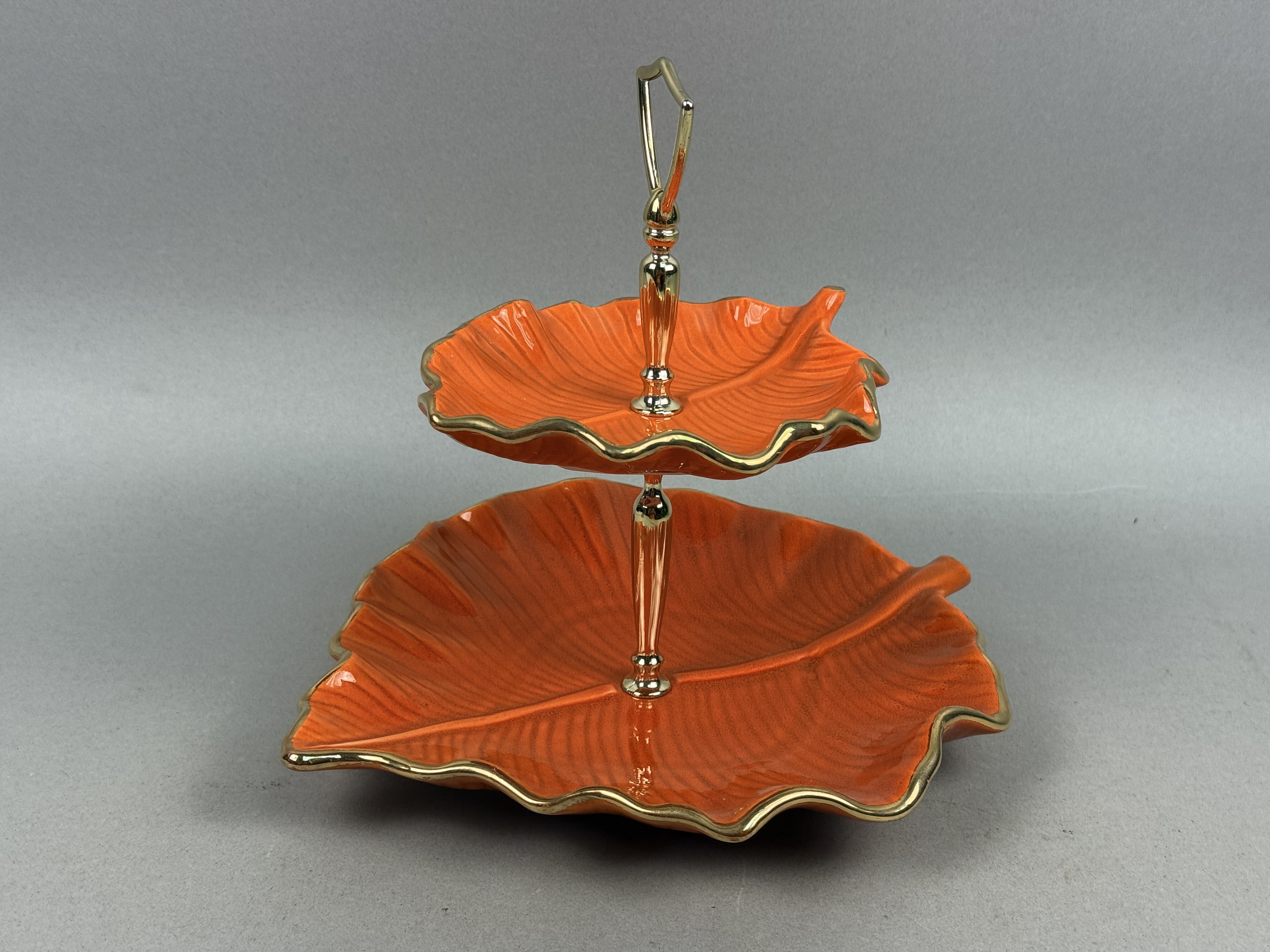 California Originals Orange Ceramic Tiered Tidbit Tray
