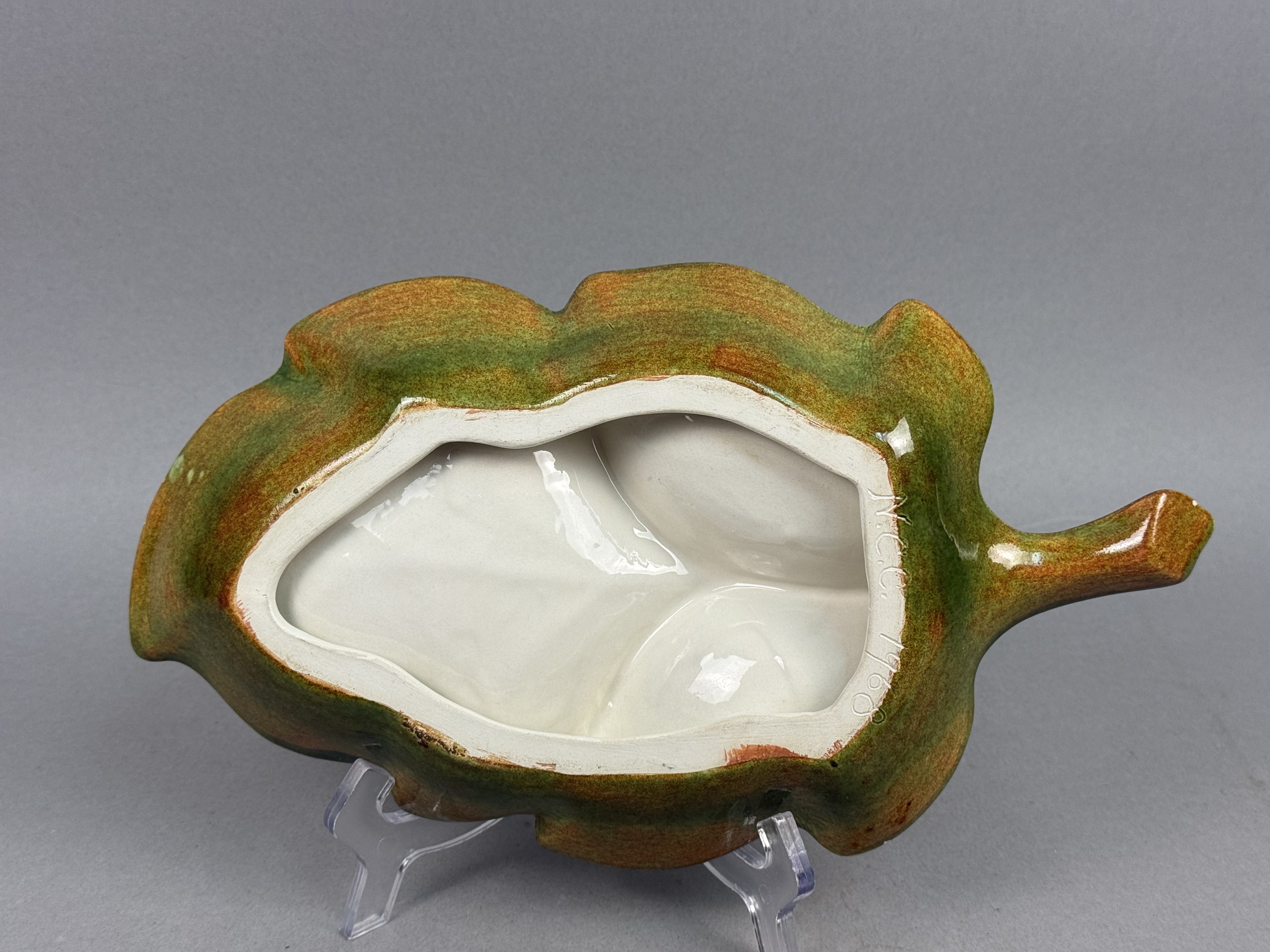 Ceramic Three-Section Glazed Leaf Dish