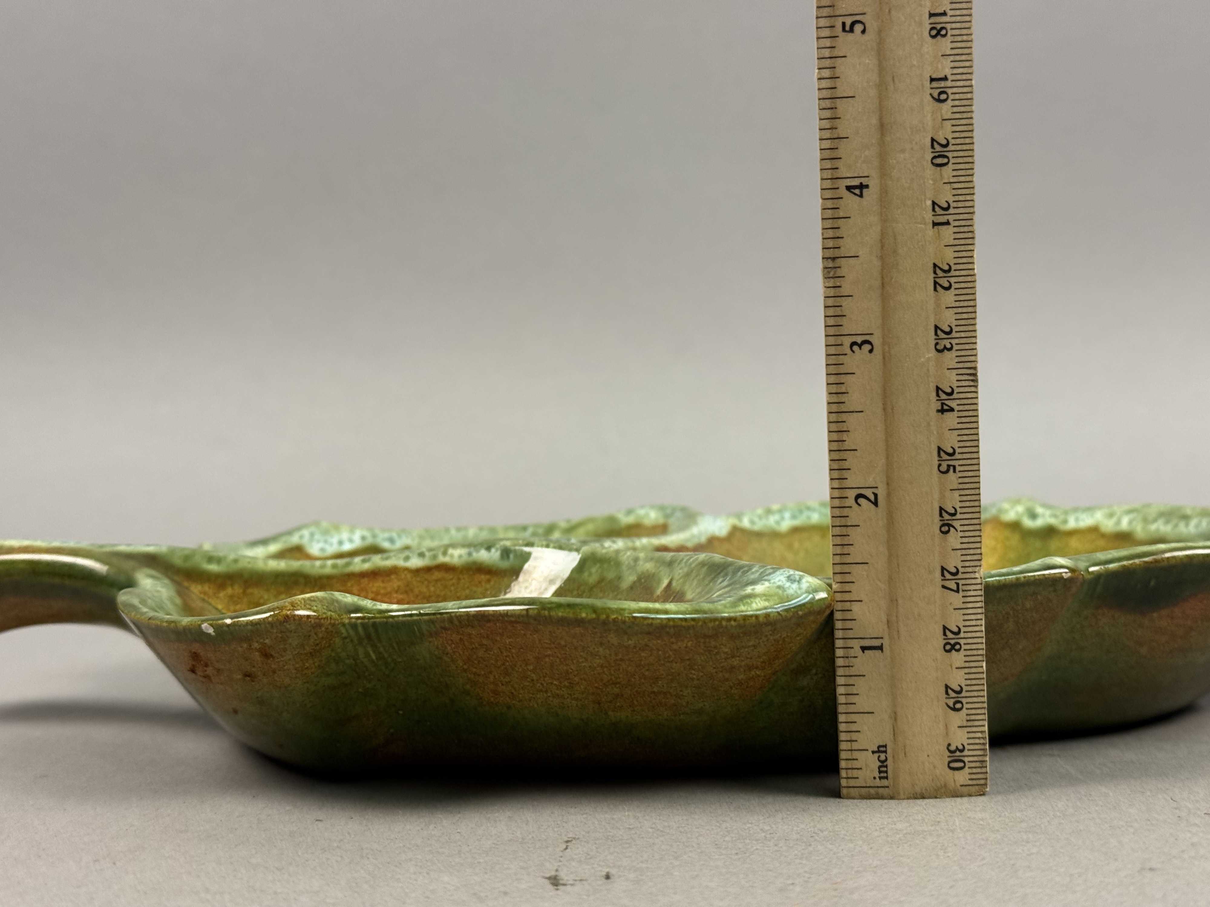 Ceramic Three-Section Glazed Leaf Dish
