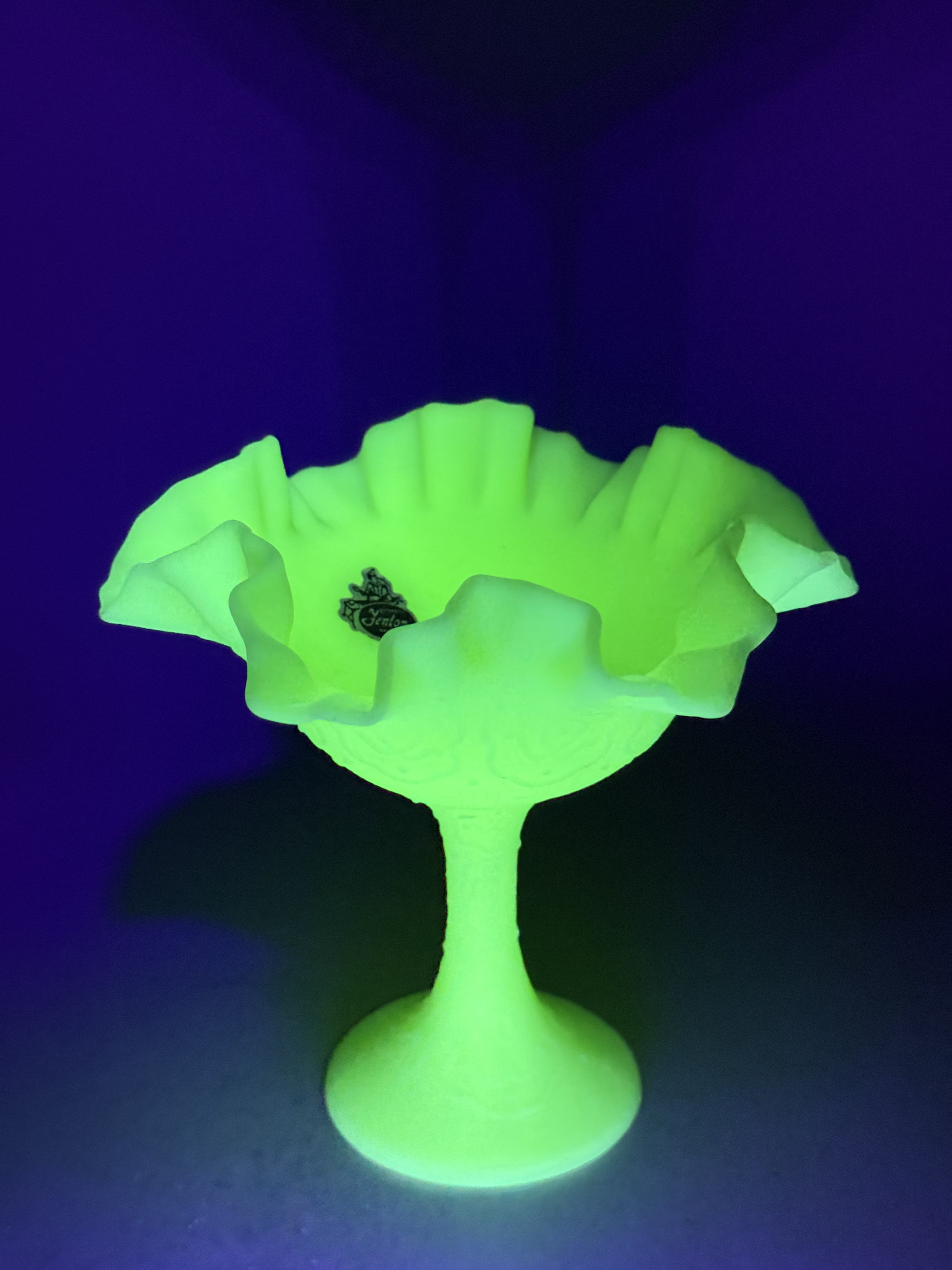 Fenton Custard Satin Persian Medallion Compote