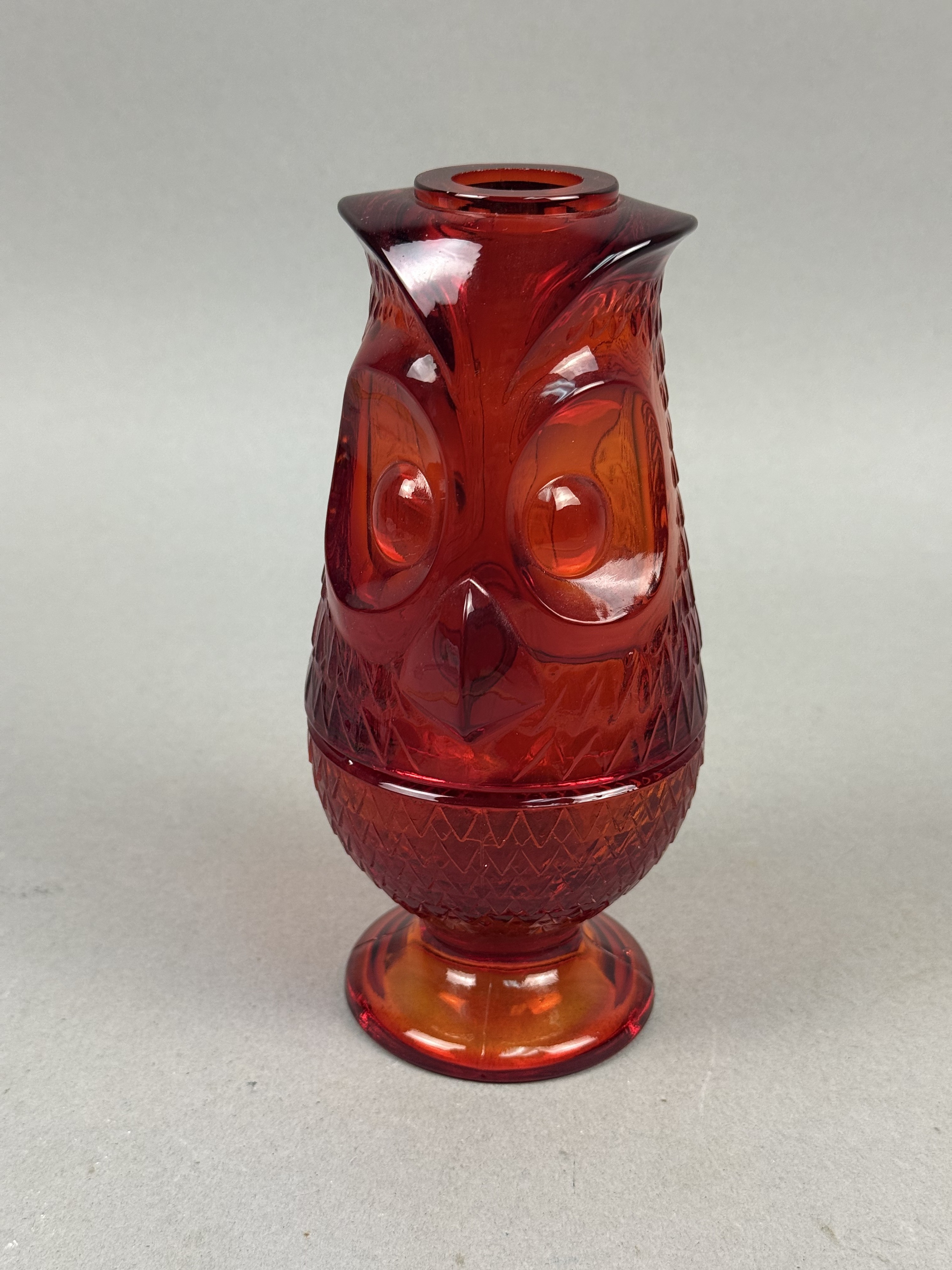 Amberina Glass Two Piece Owl Fairy Lamp
