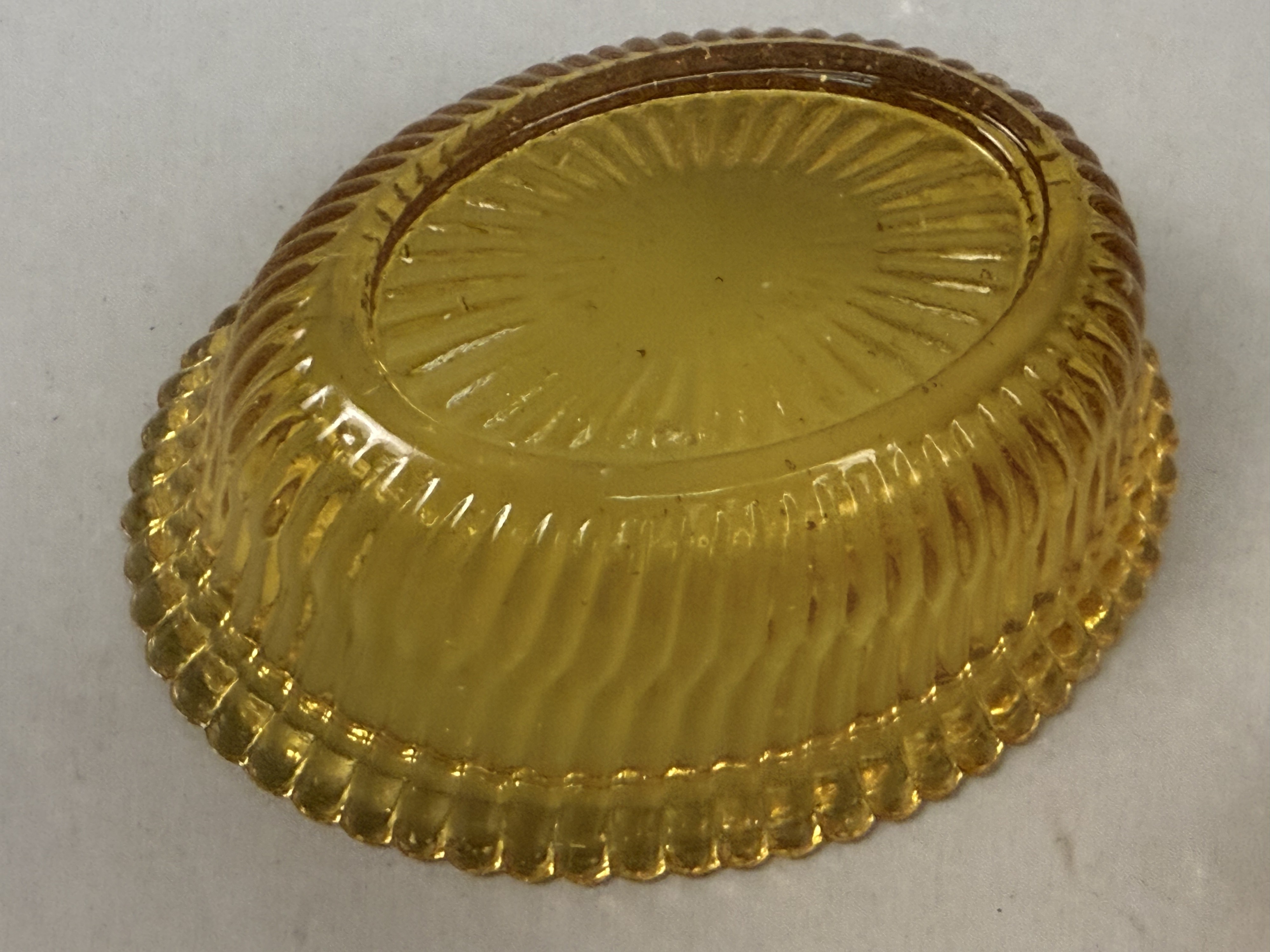 Amber Pressed Glass Nesting Cat Trinket Dish