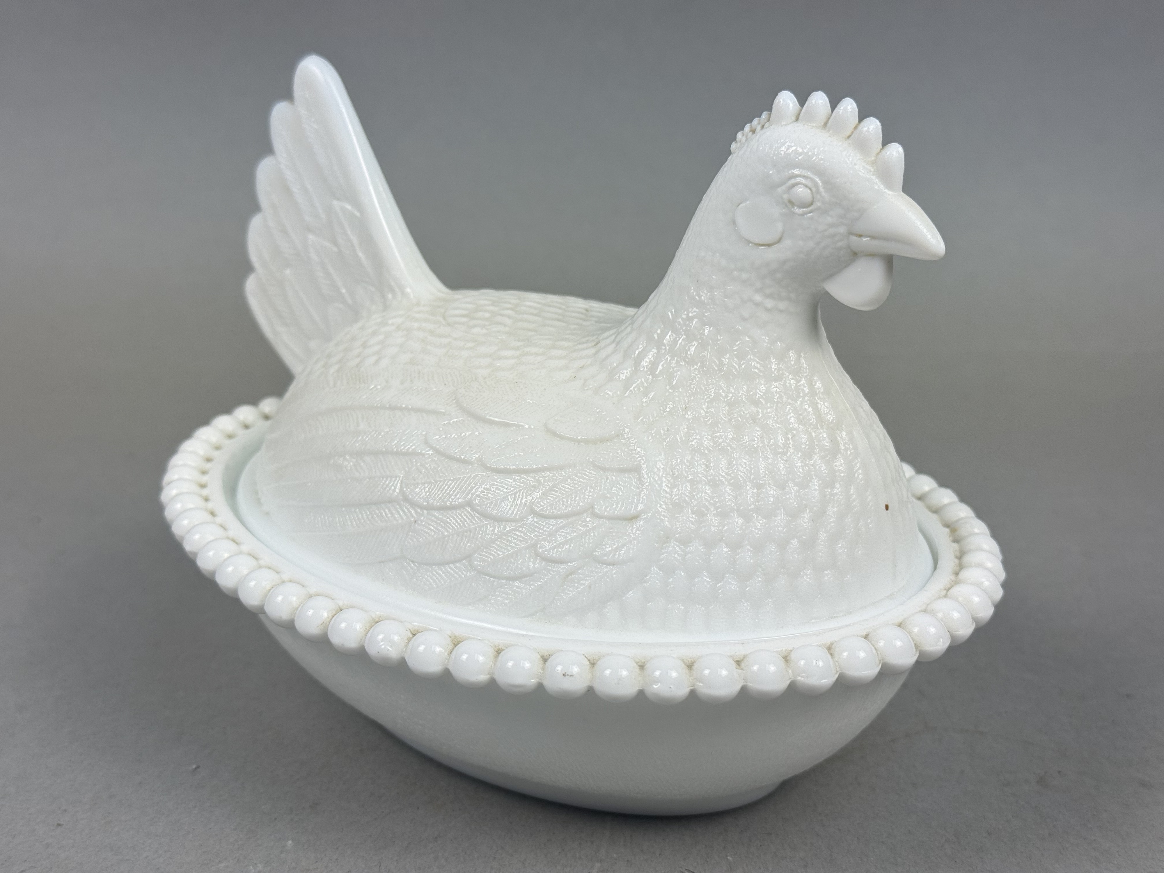 Milk Glass Hen on Nest Covered Dish