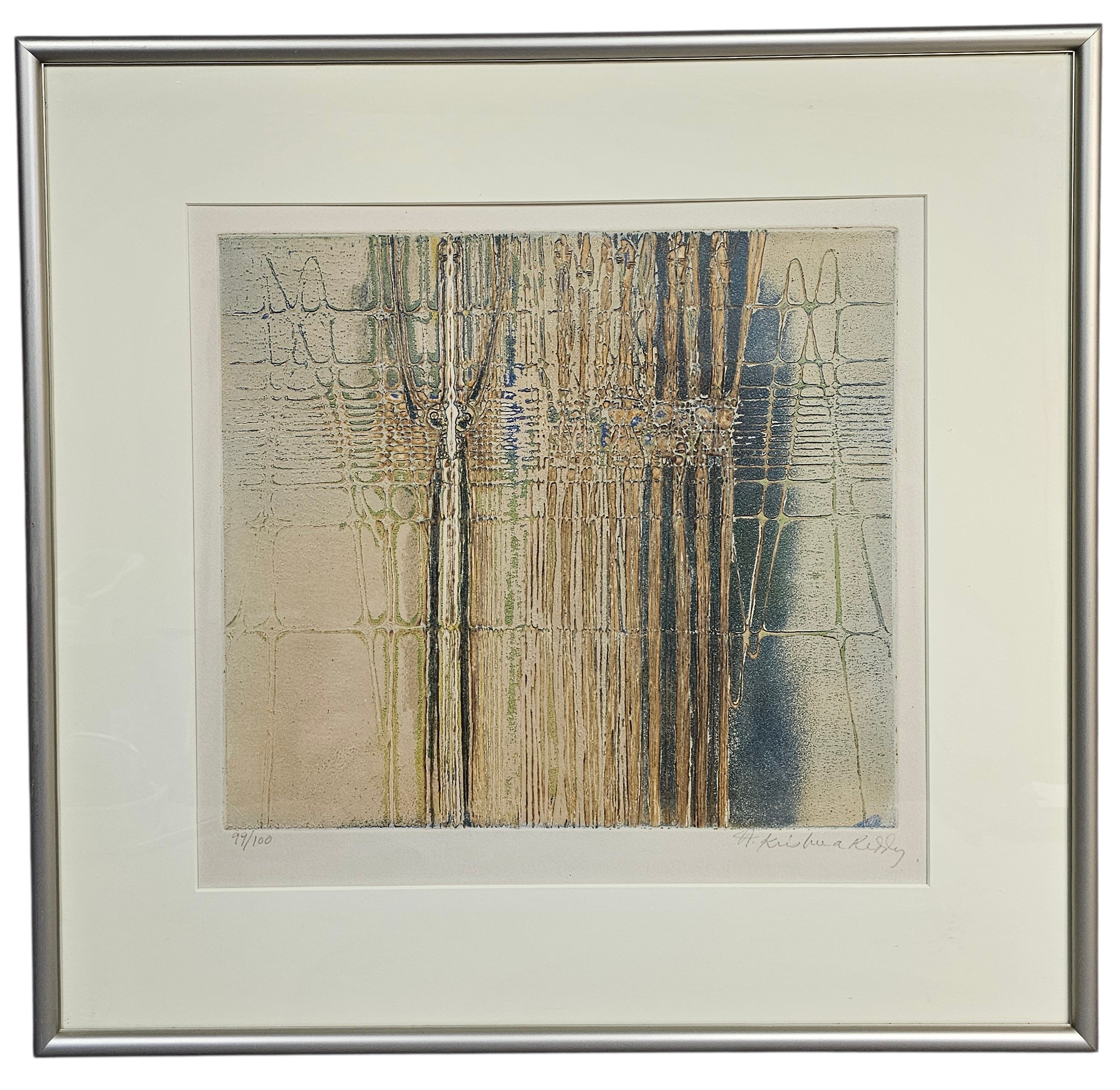 Krishna Reddy Woman and Reflections Etching