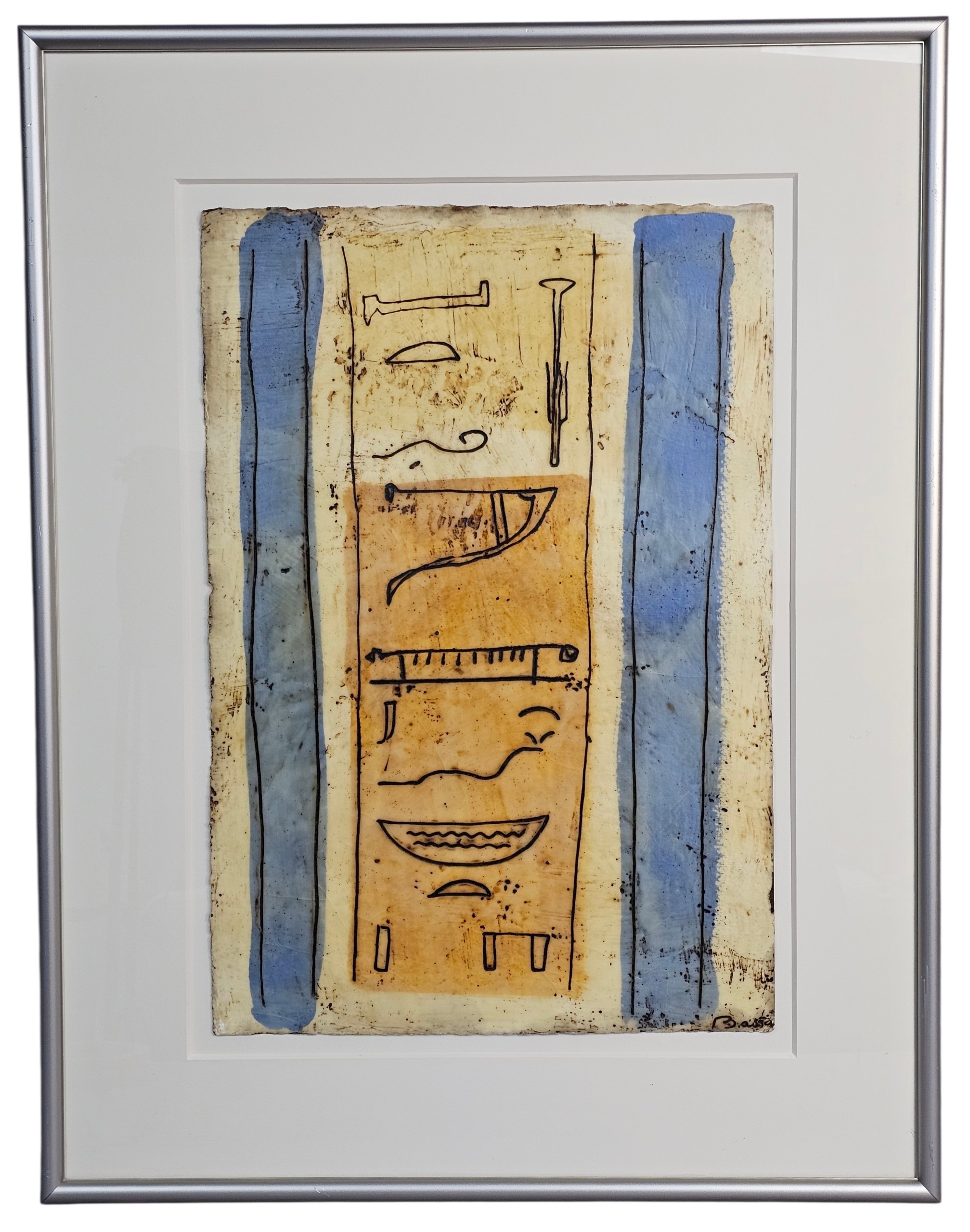 Signed Bassa Untitled Encaustic Painting