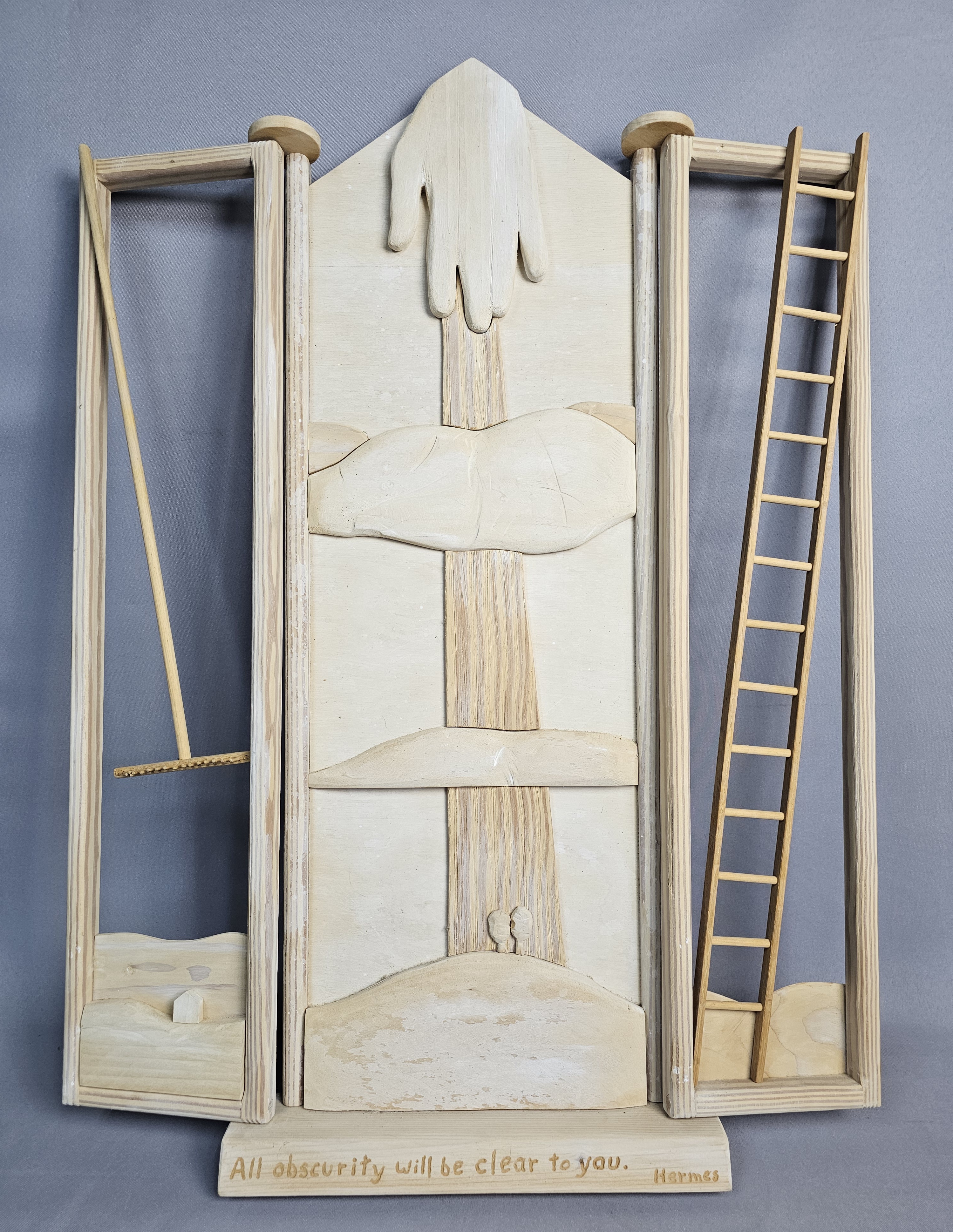 Brouwer Signed Wood Relief Sculpture