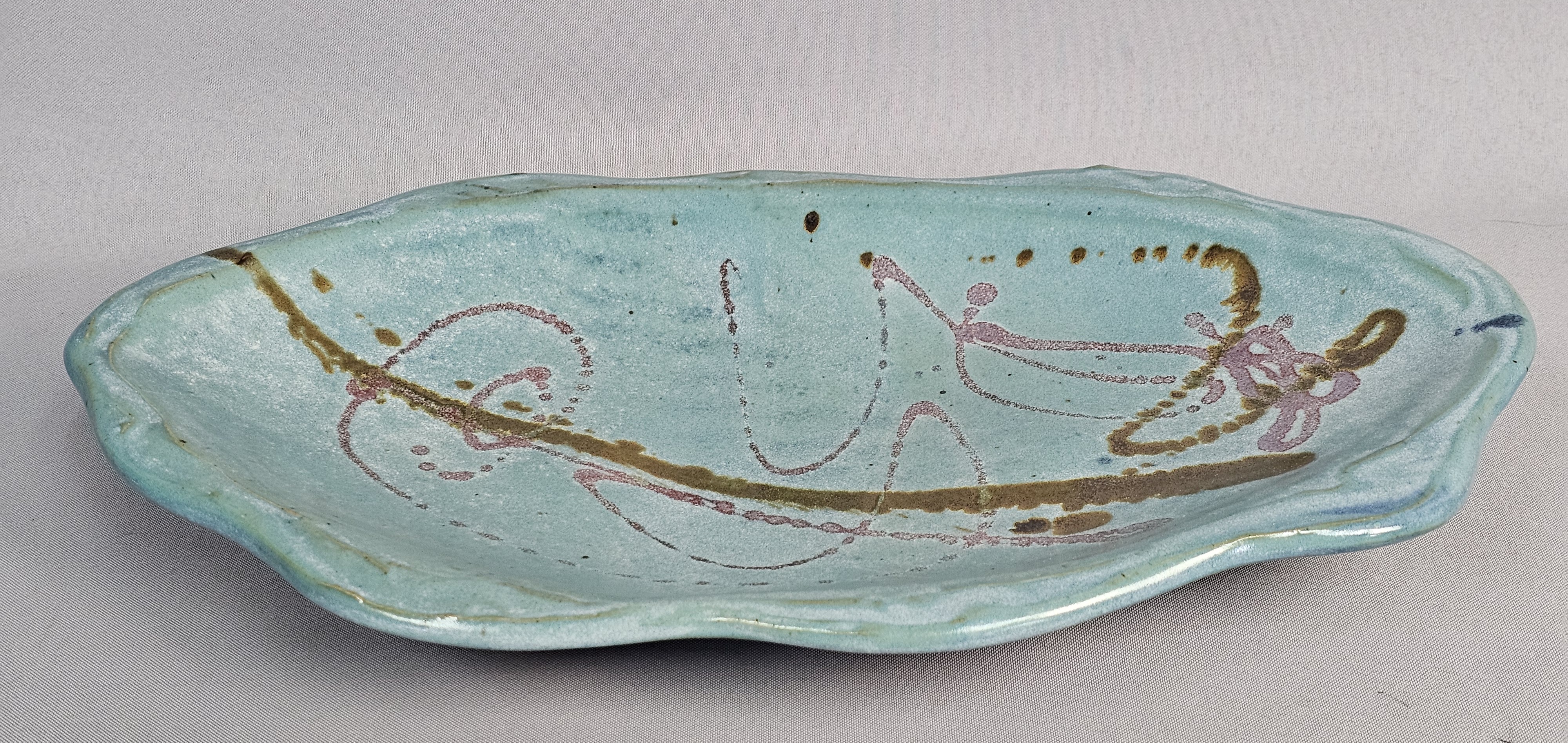 Signed Footed Stoneware Platter