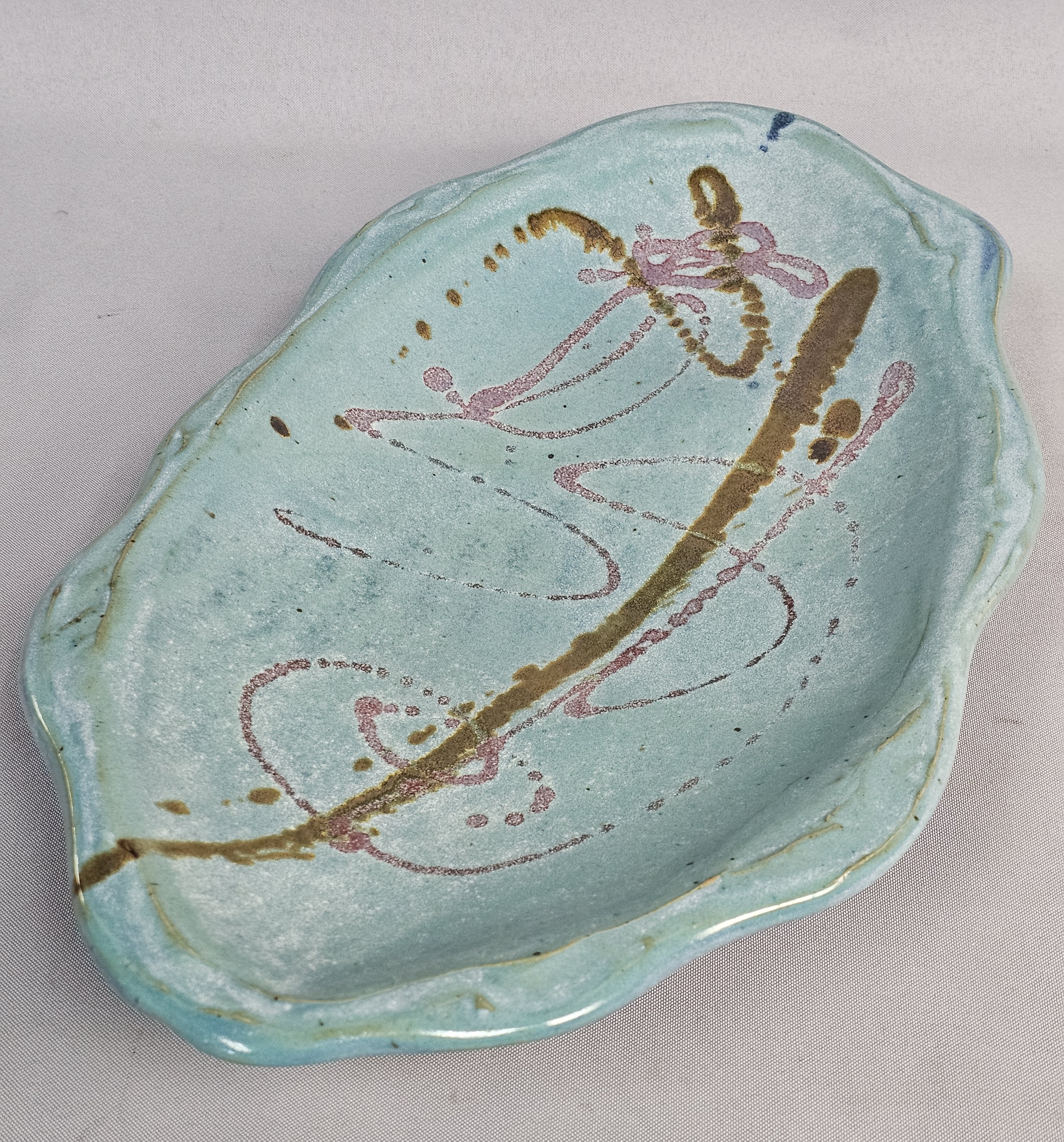 Signed Footed Stoneware Platter