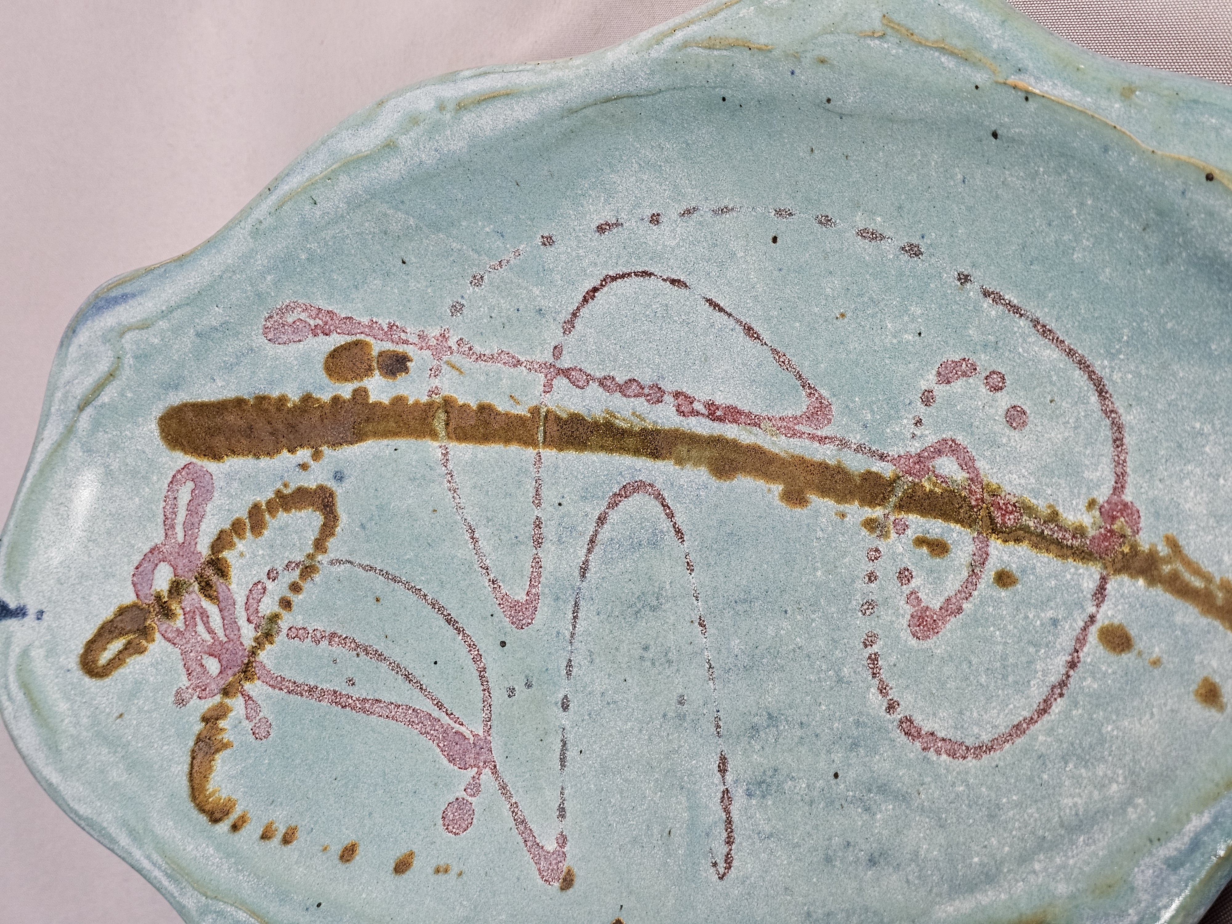 Signed Footed Stoneware Platter