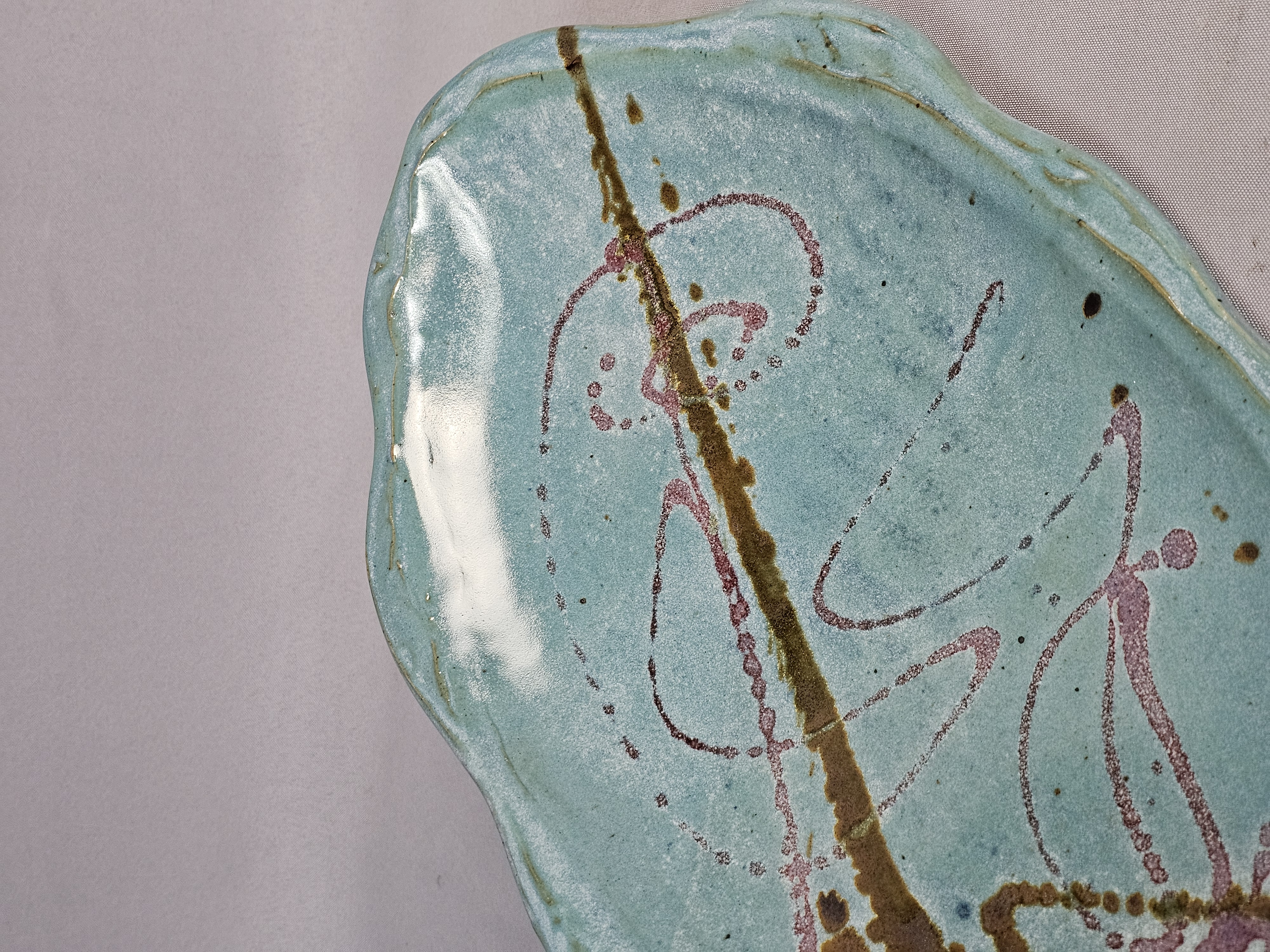 Signed Footed Stoneware Platter