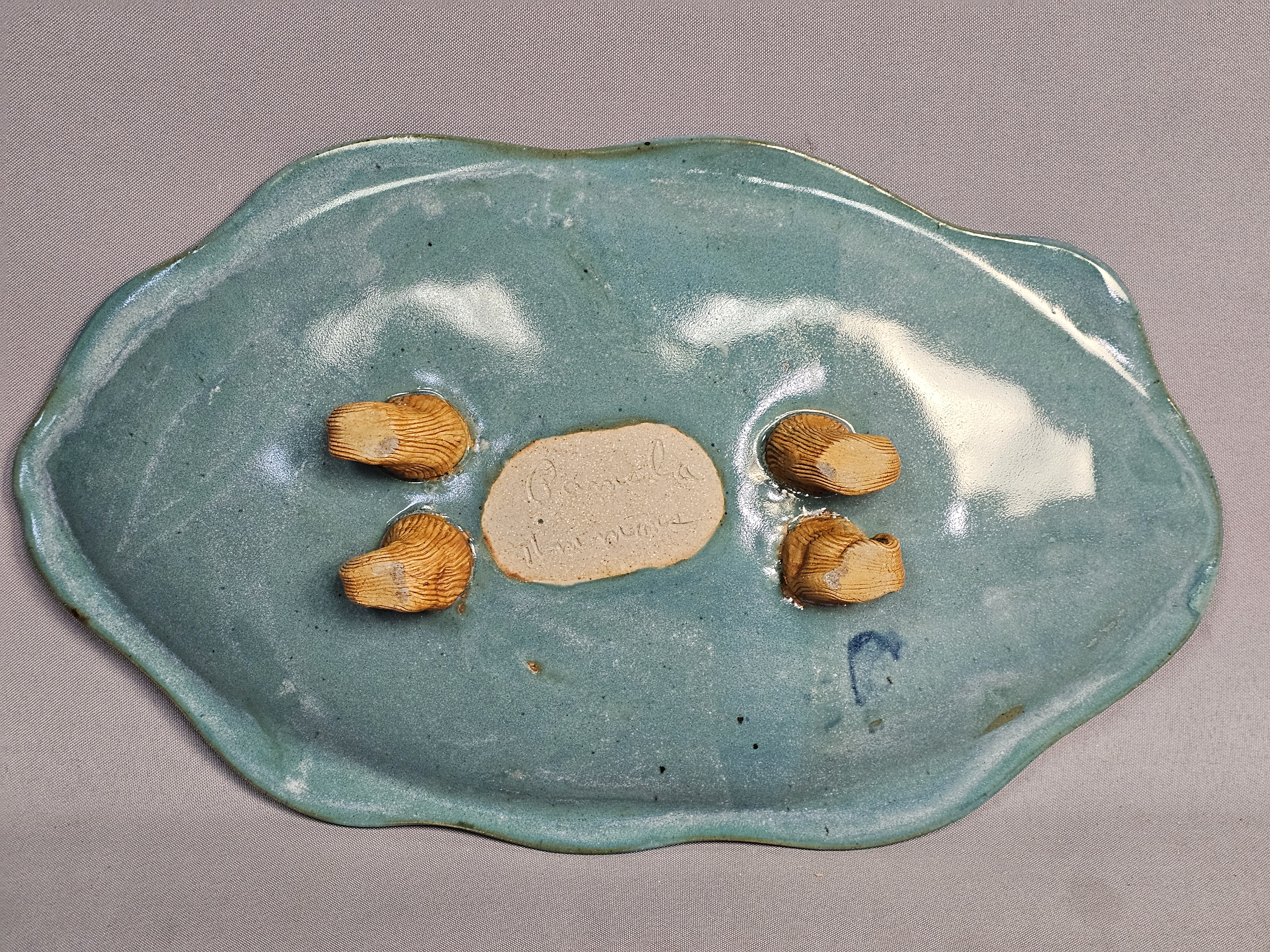 Signed Footed Stoneware Platter