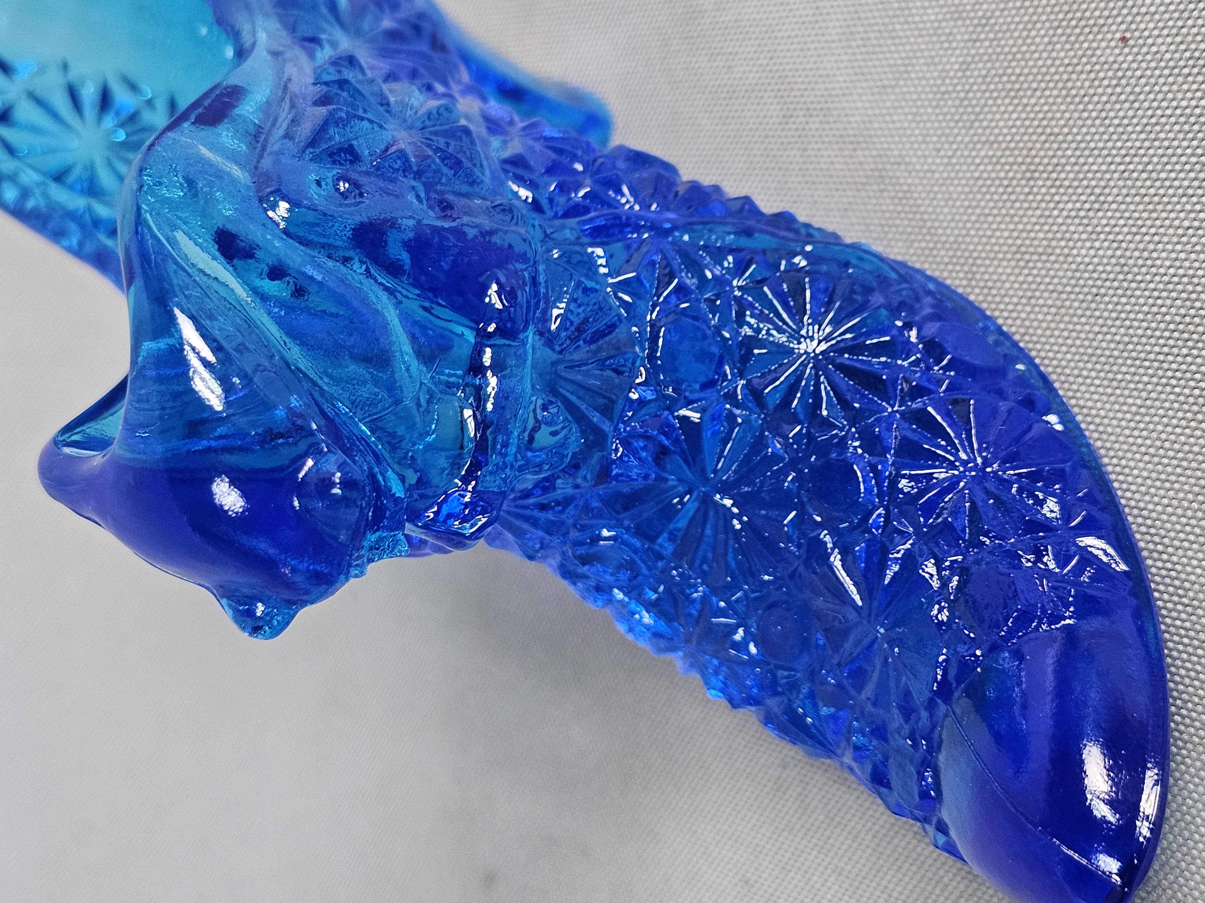 Fenton Cobalt Glass Cat Slipper