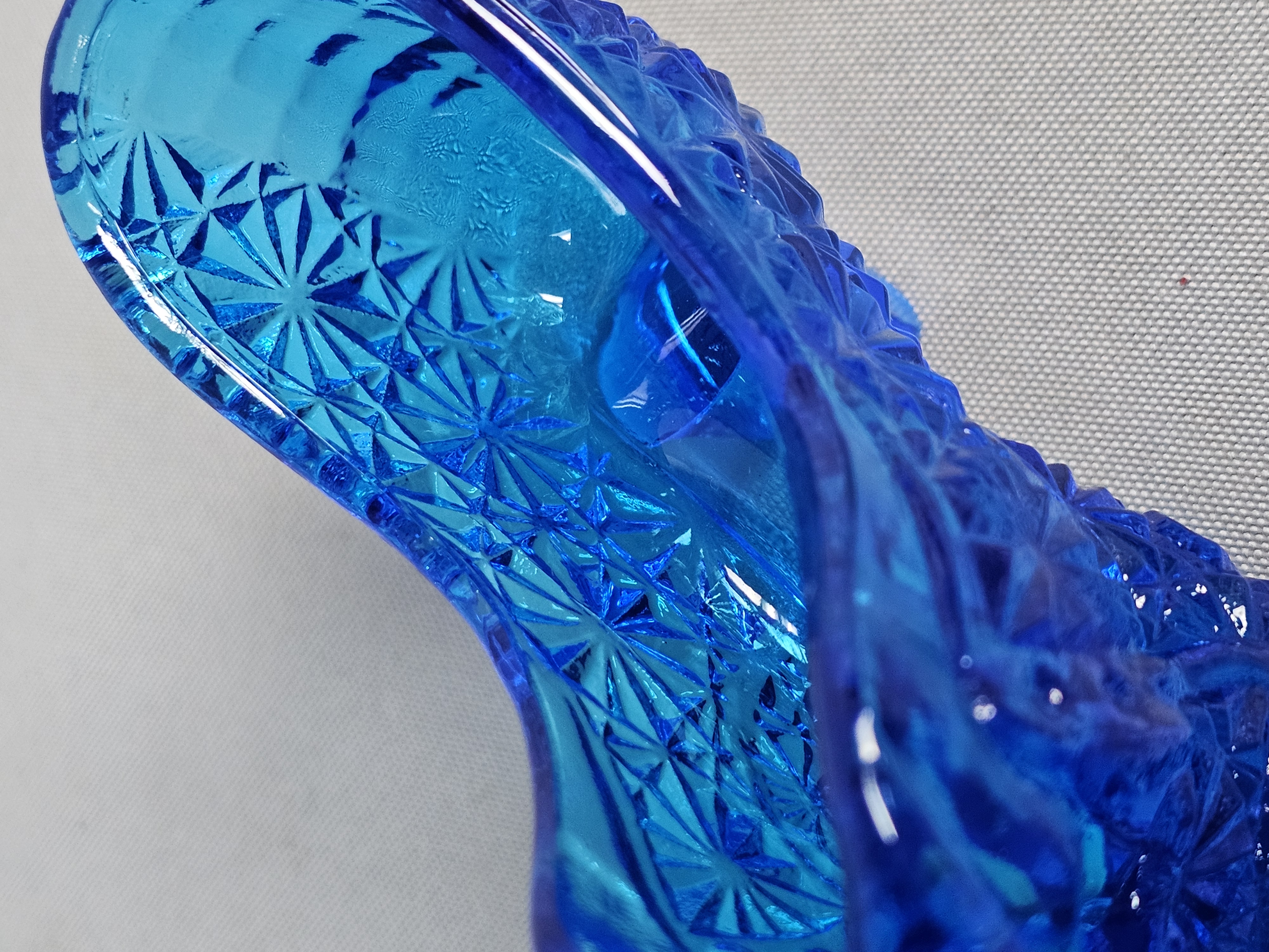 Fenton Cobalt Glass Cat Slipper