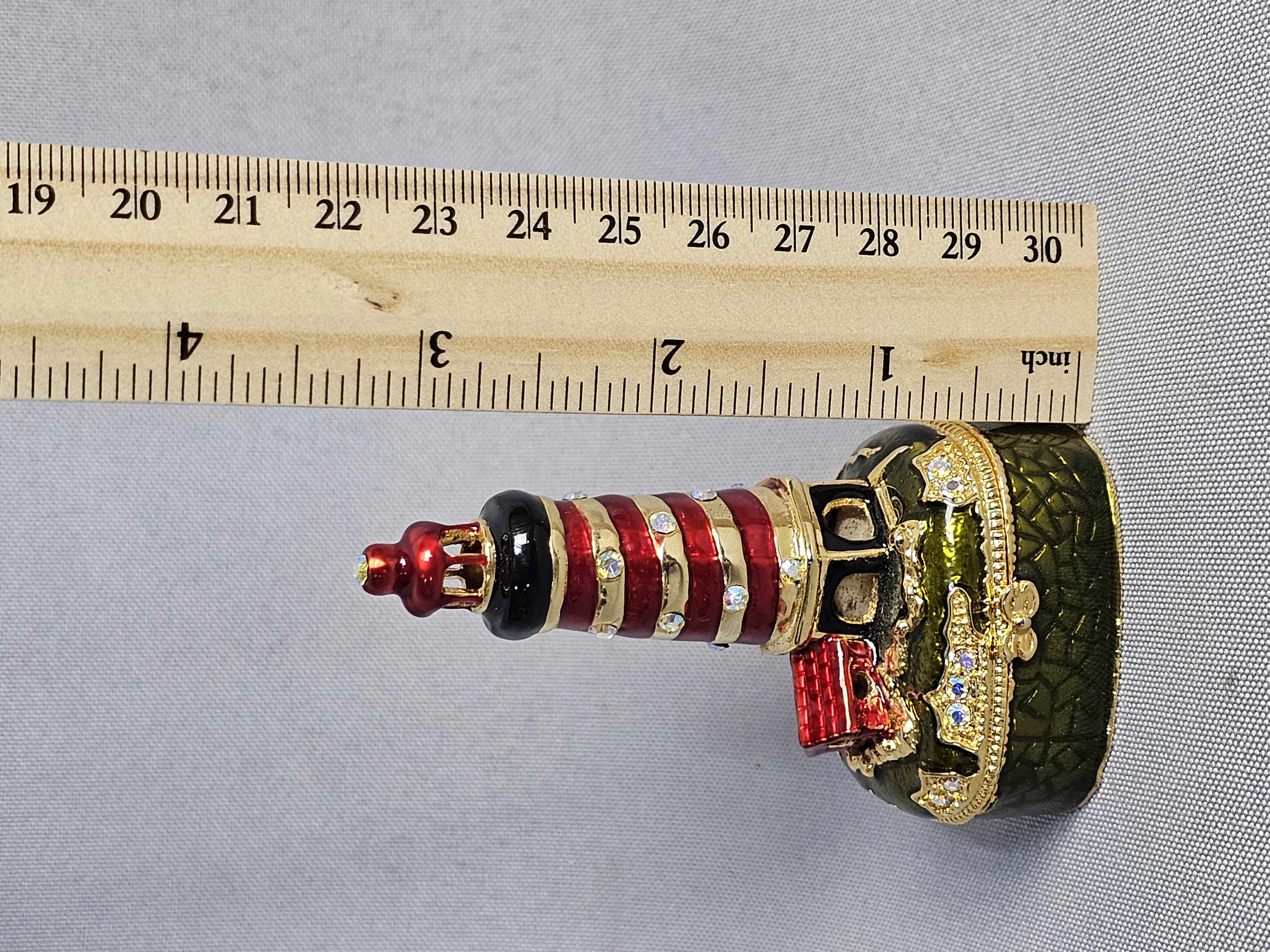 Enameled Gilt Lighthouse Trinket Box