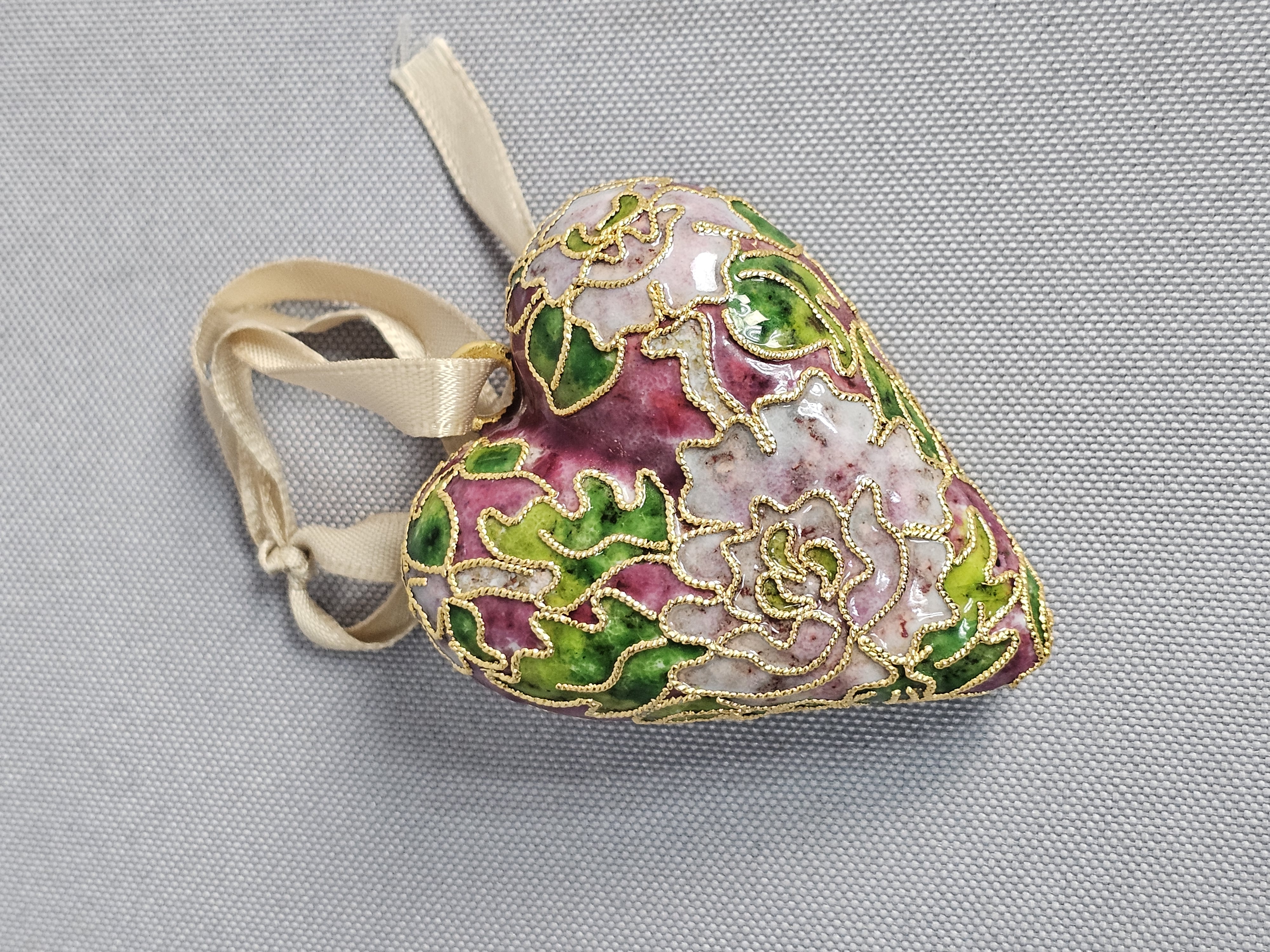 Floral Cloisonne Enamel Heart Ornament